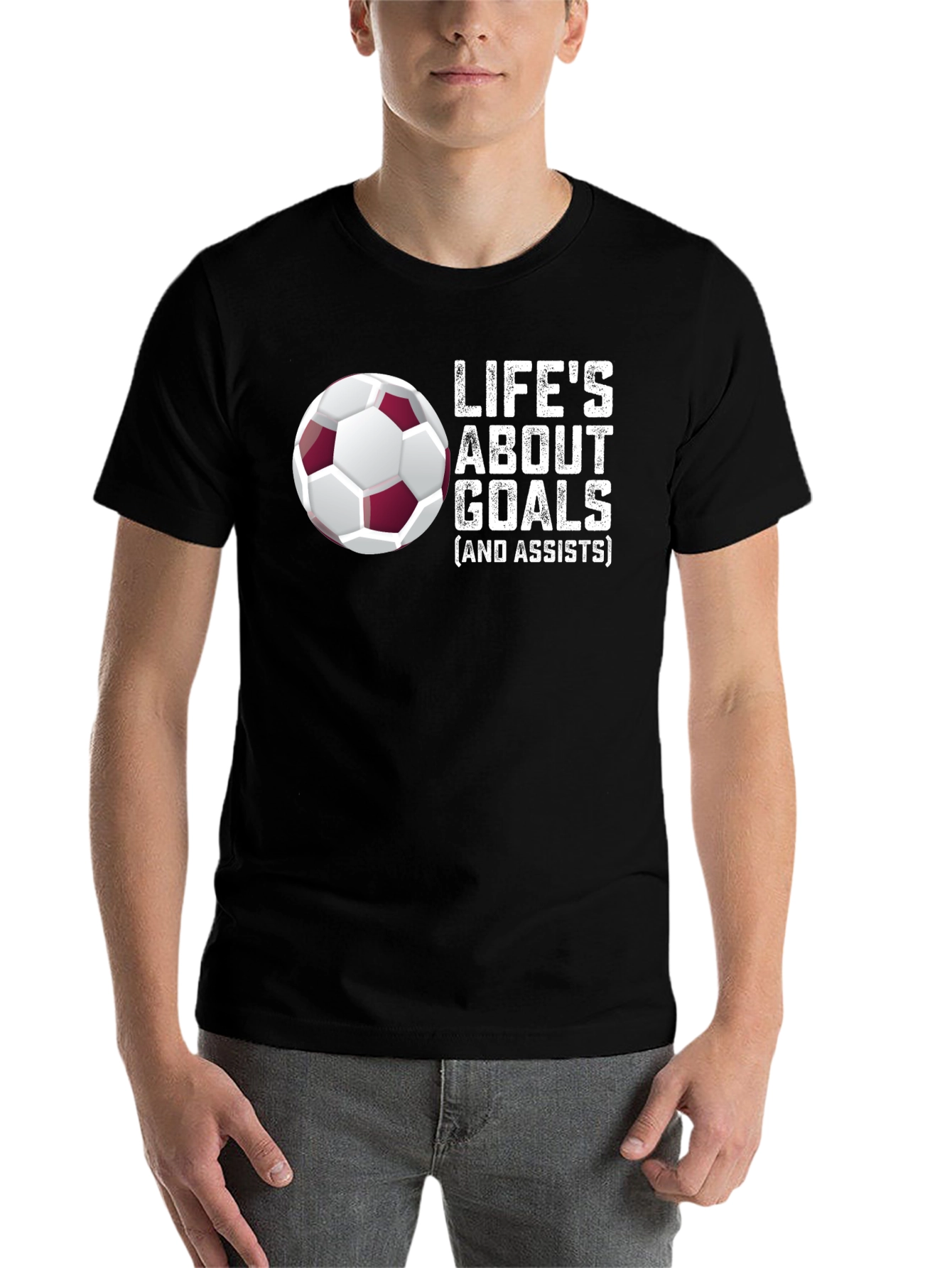 Black Life's About Goals Soccer T-Shirt view 7