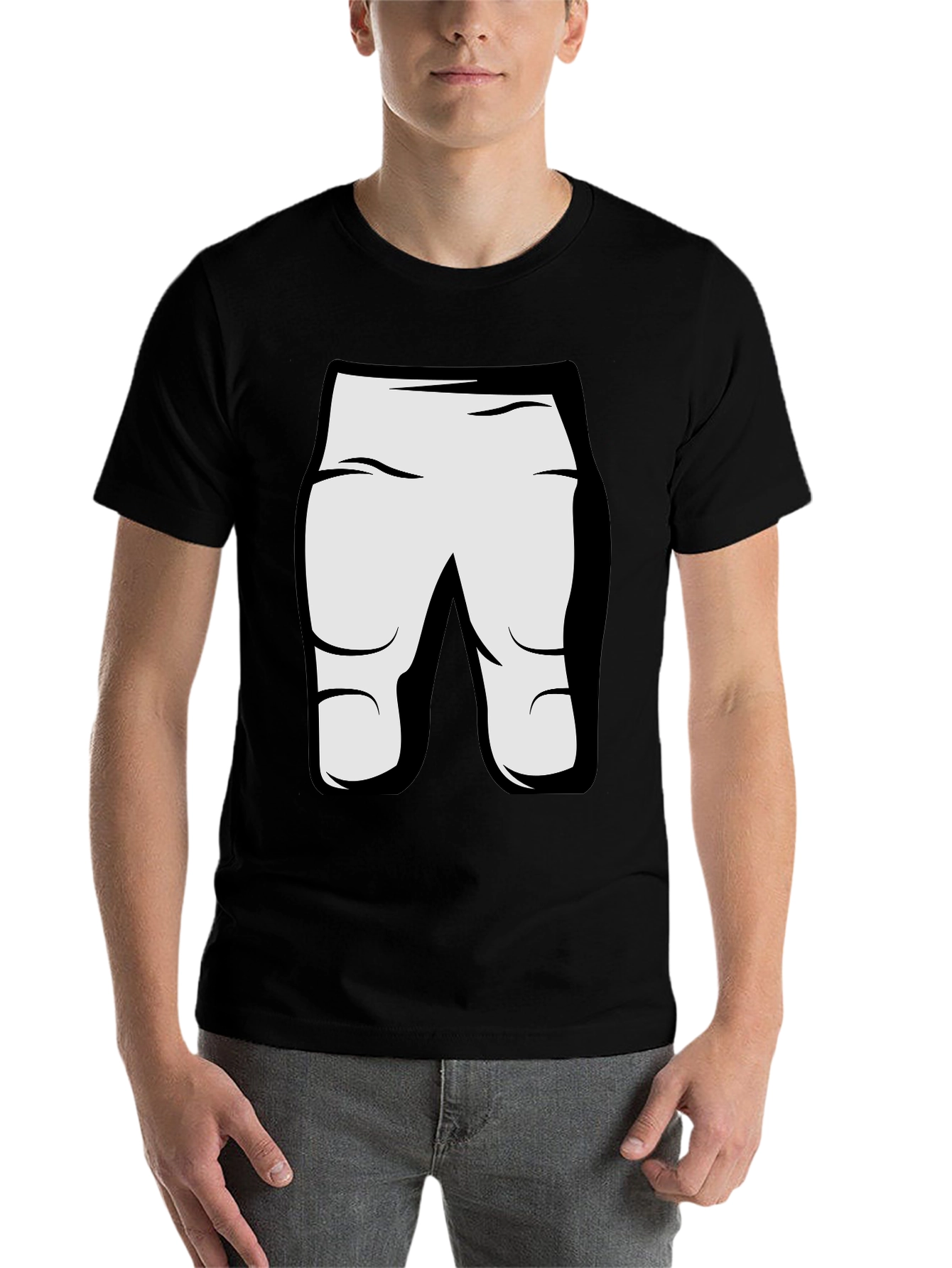 Black Funny Cartoon Character T-Shirt - Black view 7