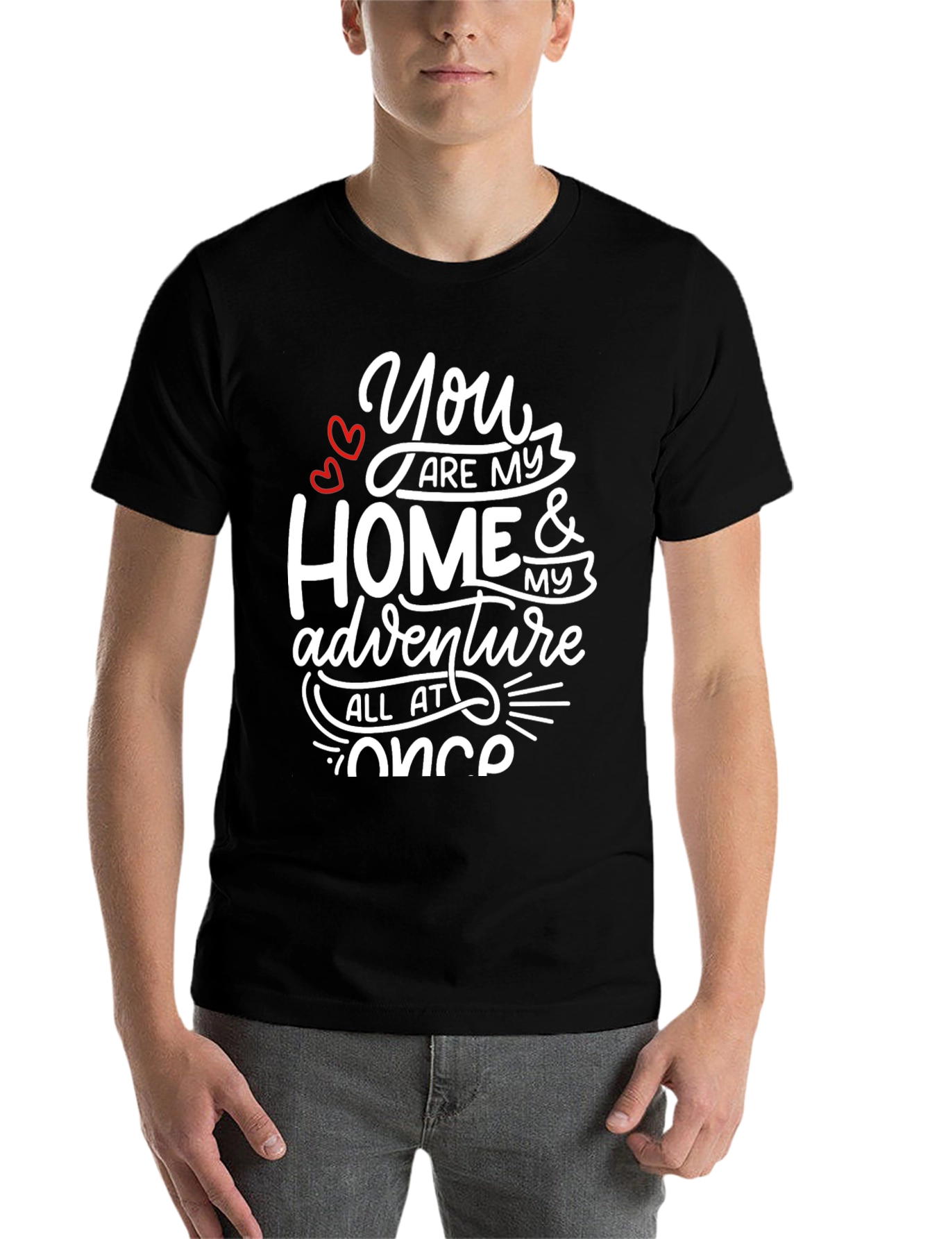Black Romantic Graphic Tee - You Are My Home & Adventure view 7