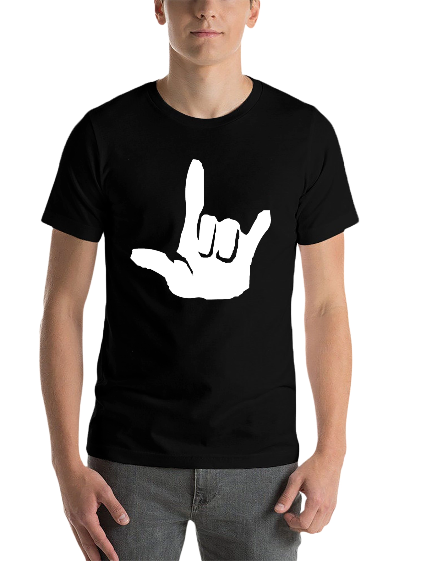 Black I Love You Hand Sign Graphic Tee - Black view 7
