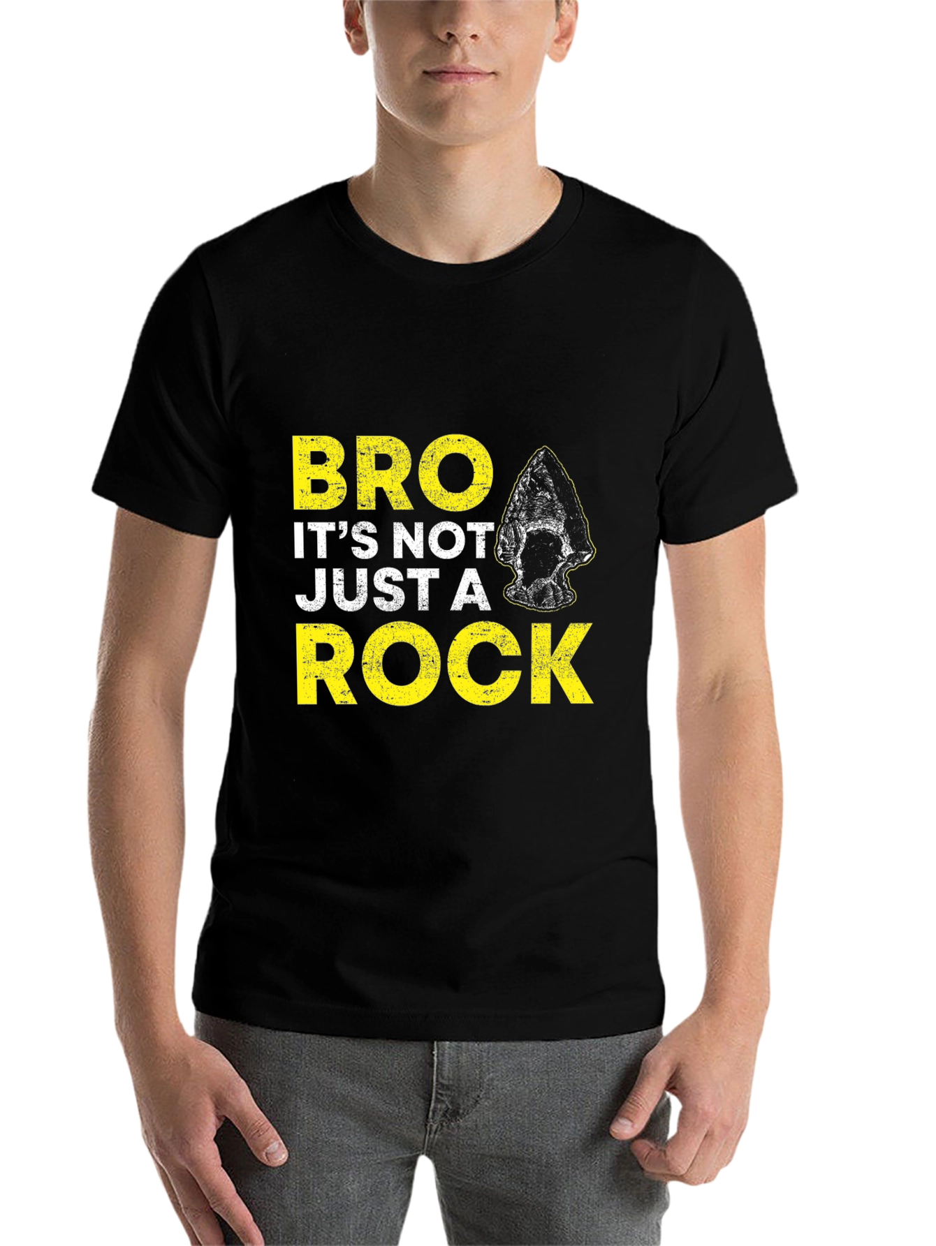 Black "Bro It's Not Just a Rock" Graphic T-Shirt view 7