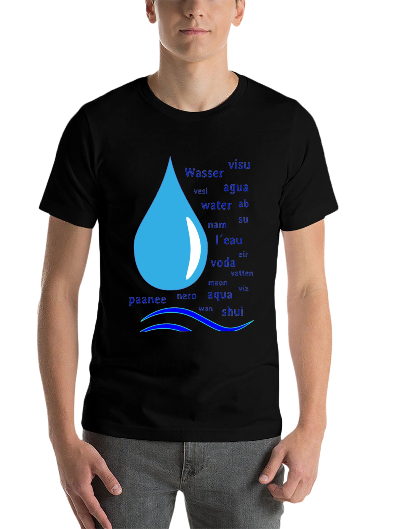 Multilingual Water Drop T-Shirt - 7