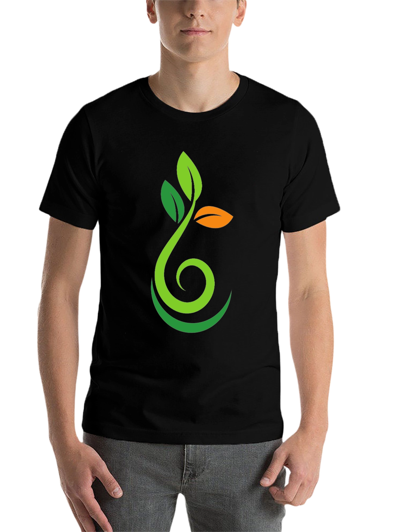 Black Nature Sprout Graphic Black T-Shirt view 7