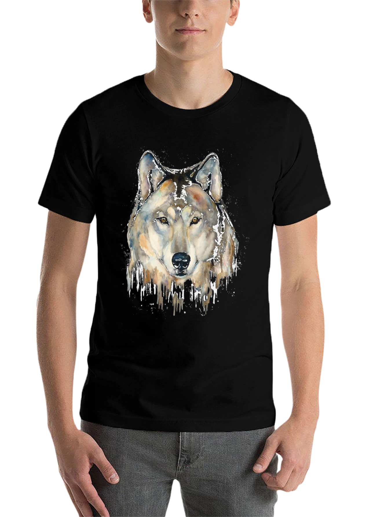 Black Wolf Head Graphic Print Tee view 7