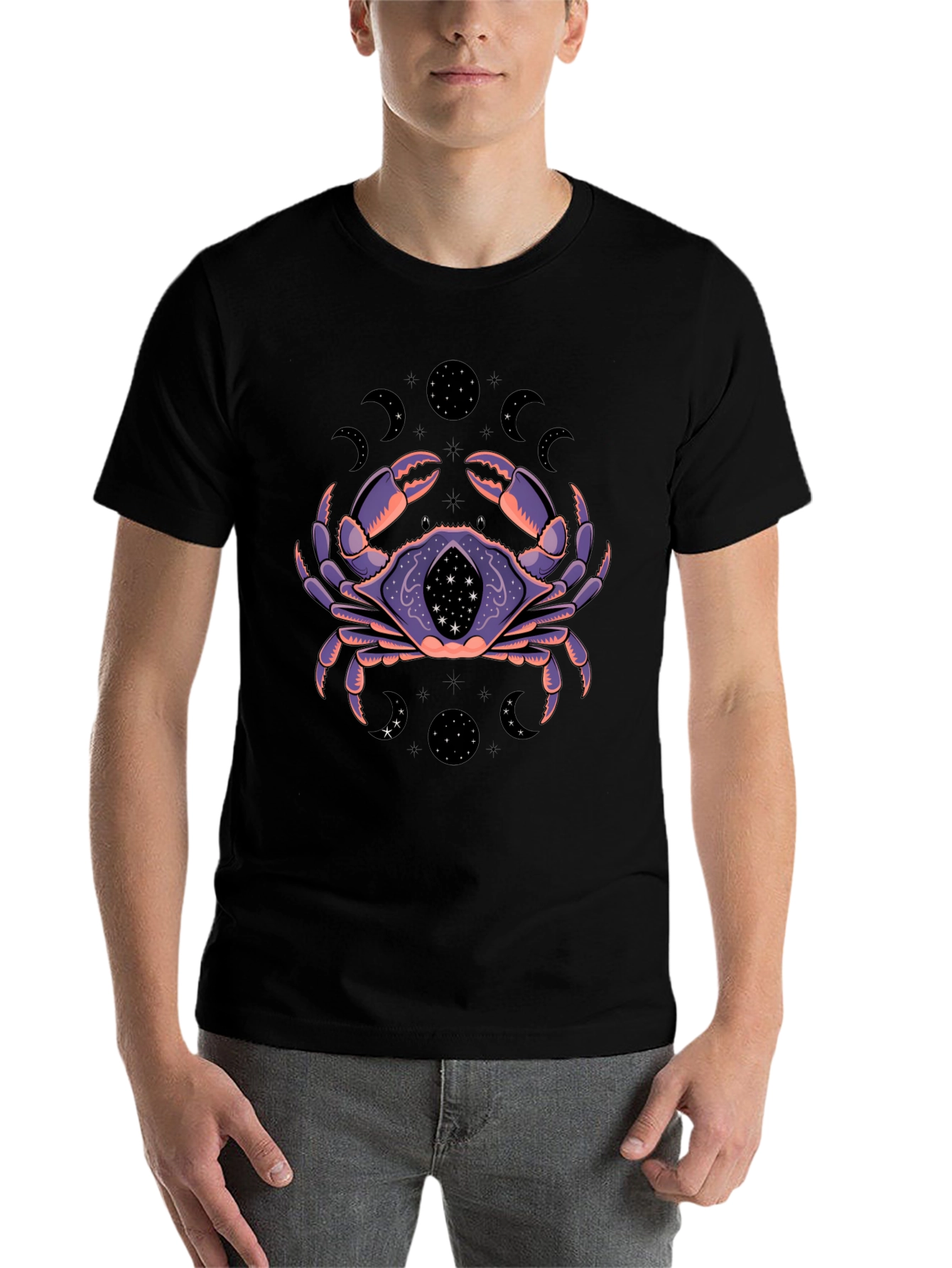 Black Mystic Crab Graphic T-Shirt - Zodiac Tee view 7