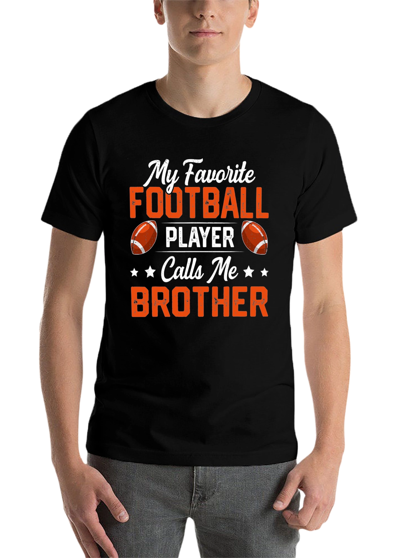 Black Football Brother T-Shirt view 7