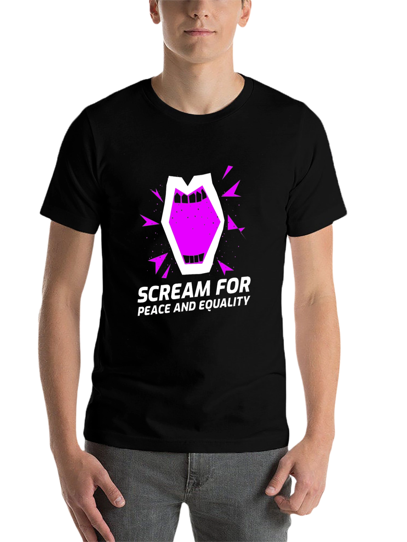 Black Scream for Peace Tee - Equality Advocate Shirt view 7