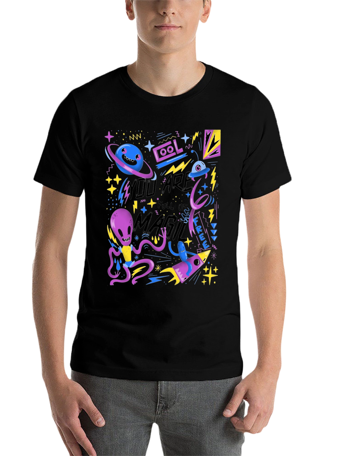 Black Cool You Are Full of Magic Graphic T-Shirt view 7