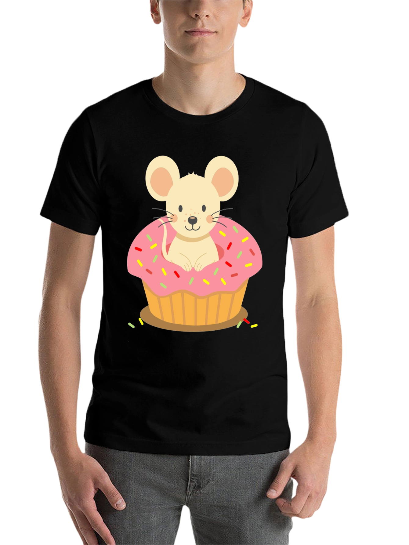 Black Mouse Cupcake T-Shirt view 7