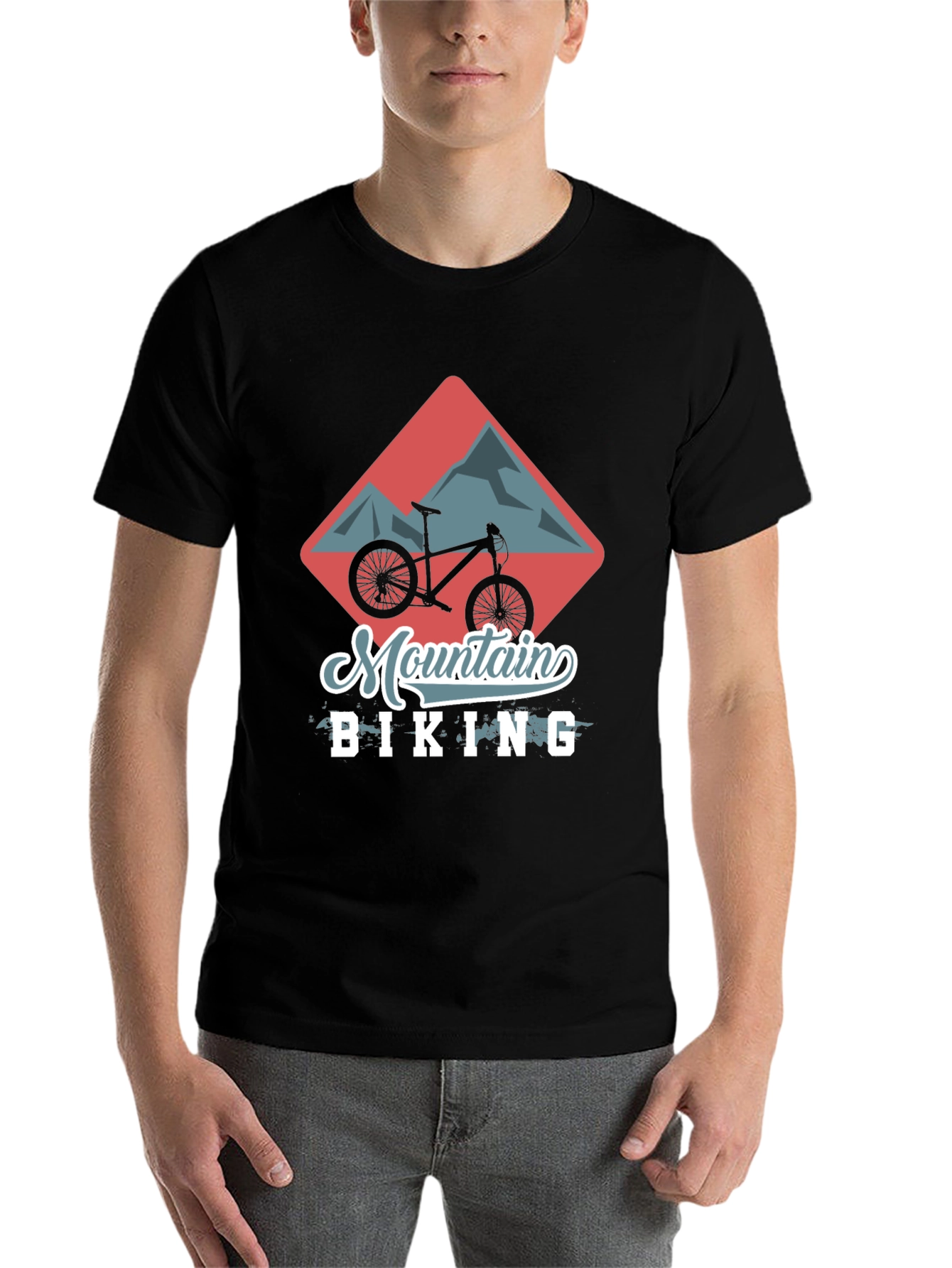 Black Mountain Biking Graphic Tee - Black view 7