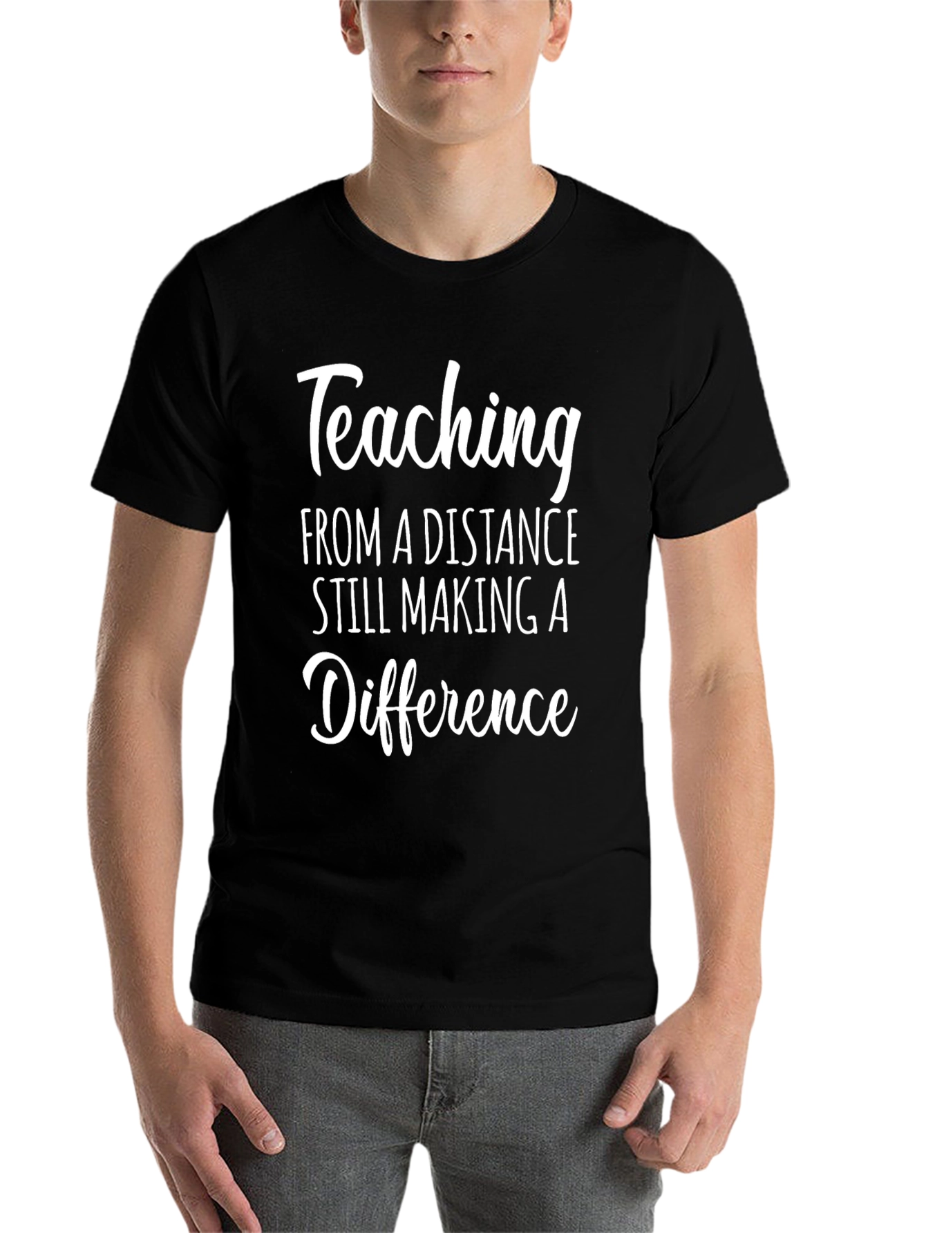 Black Teaching From a Distance Graphic Tee view 7