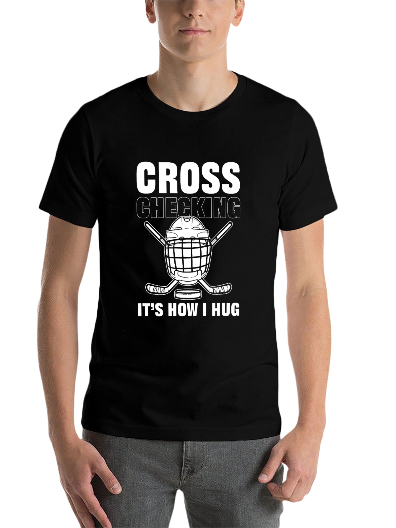 Black Cross Checking Hockey T-Shirt - How I Hug view 7