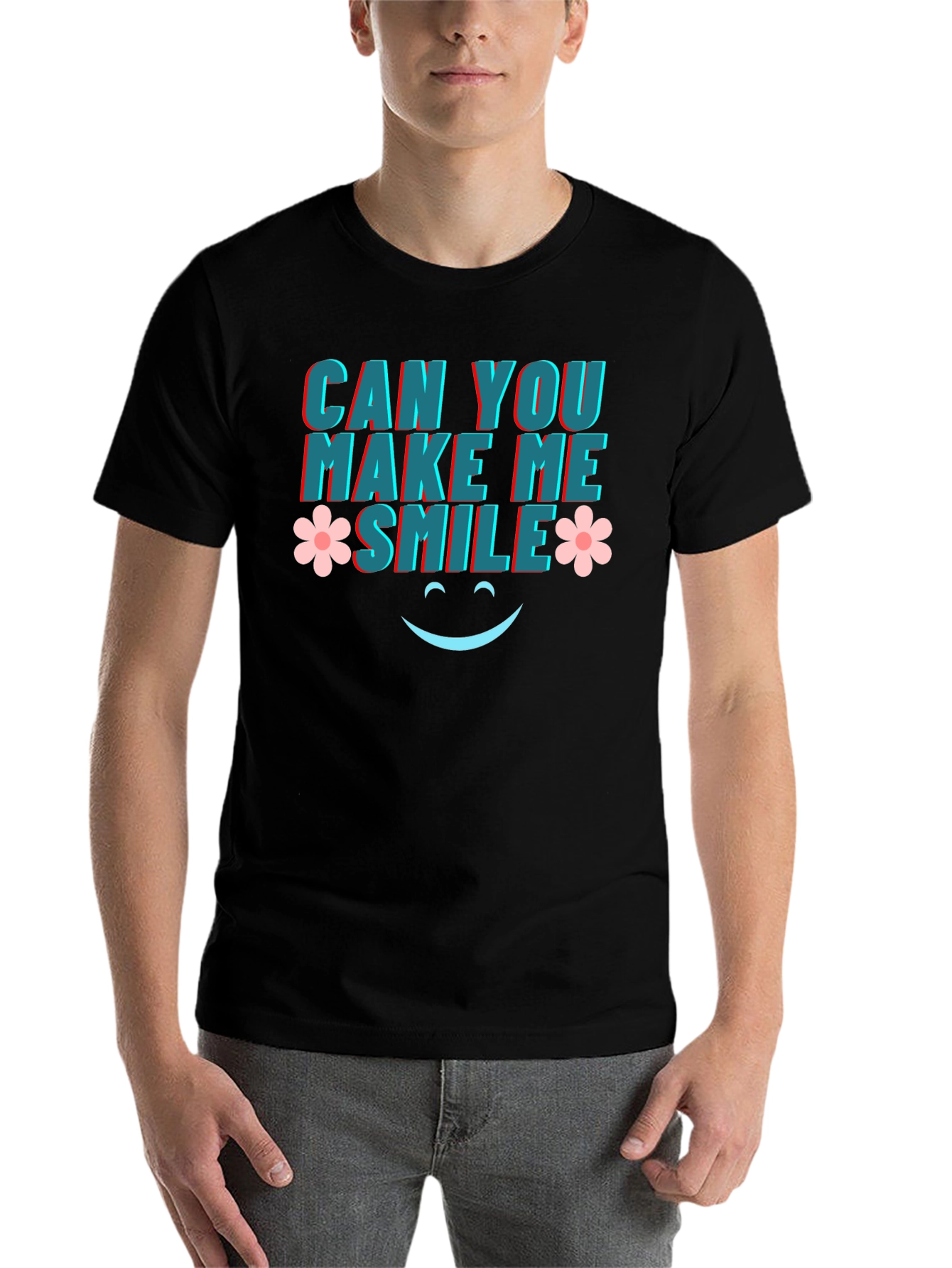 Black Can You Make Me Smile Graphic Tee view 7