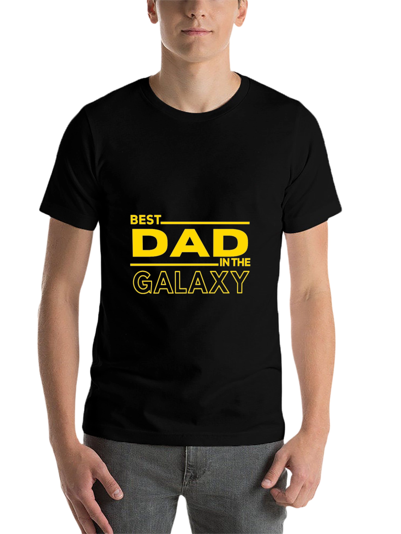 Black Best Dad in the Galaxy Black T-Shirt view 7