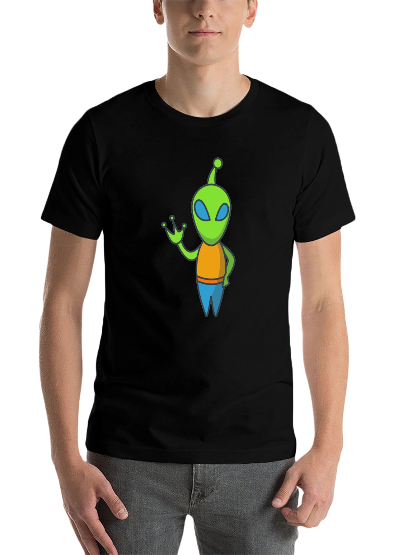 Black Alien Graphic Tee - Black Cotton Blend view 7
