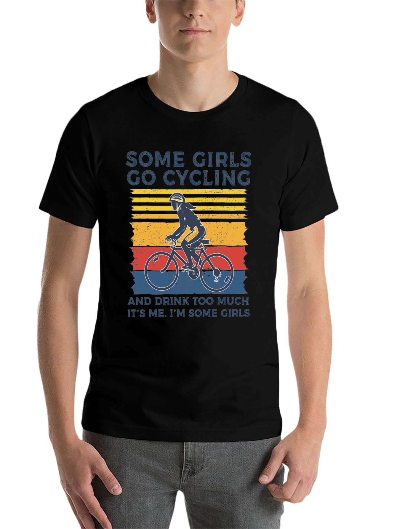 Black Some Girls Go Cycling T-Shirt view 7