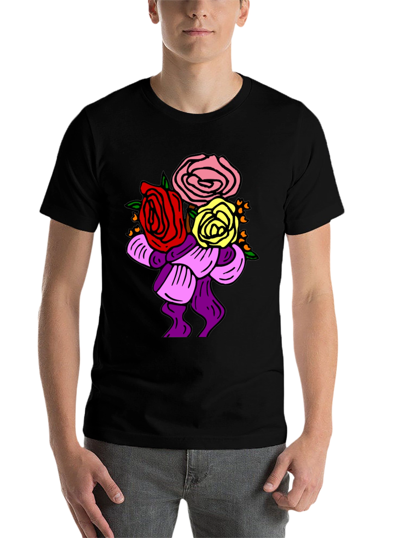 Black Floral Bouquet Graphic Tee view 7