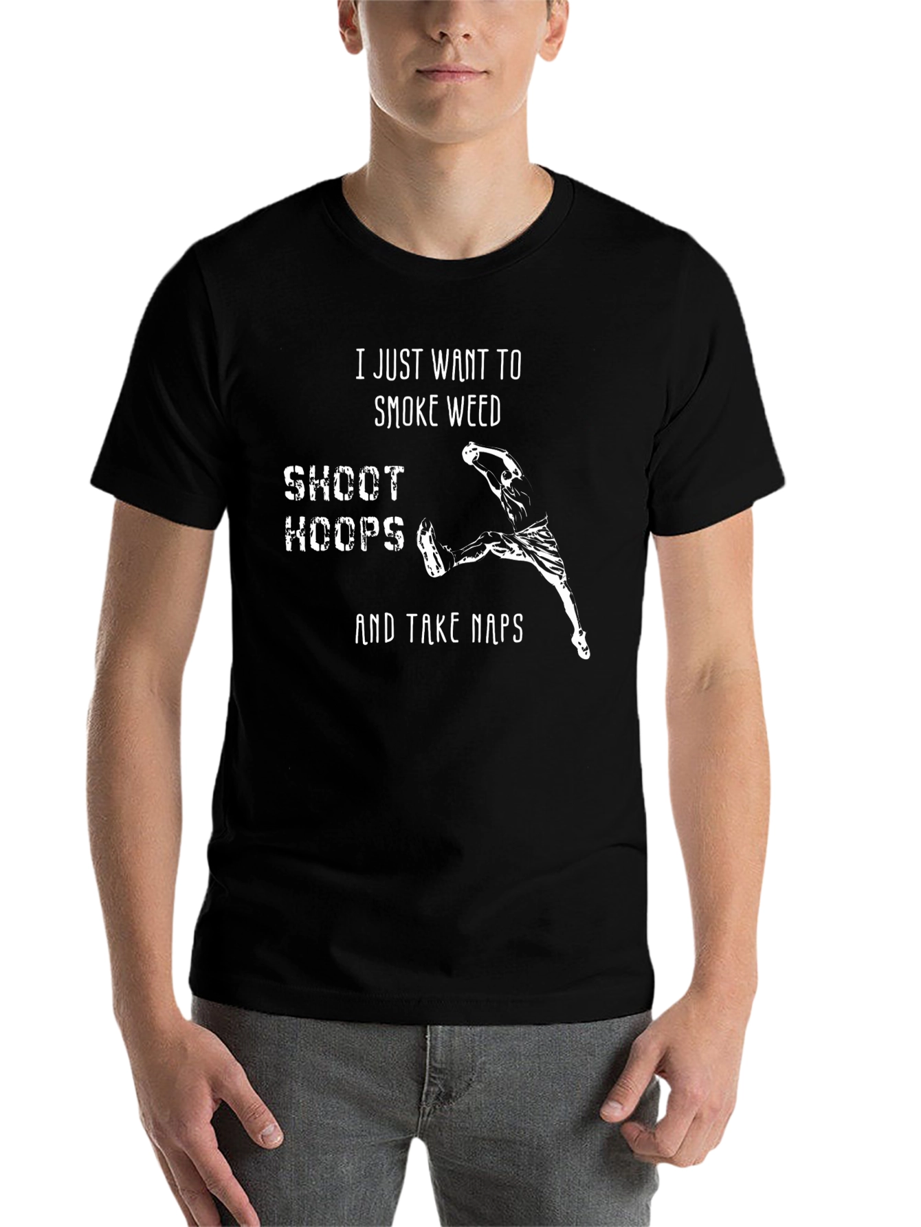 Black Smoke Weed, Shoot Hoops, Take Naps T-Shirt view 7