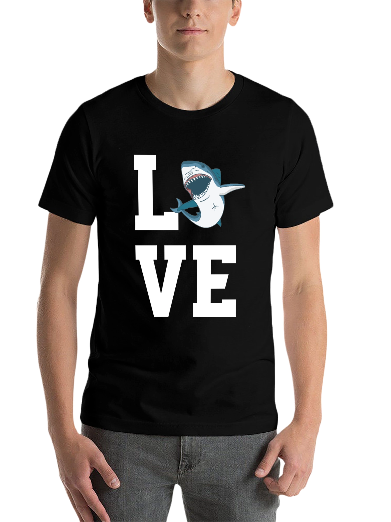 Black Love Shark T-Shirt - Great White Tee view 7