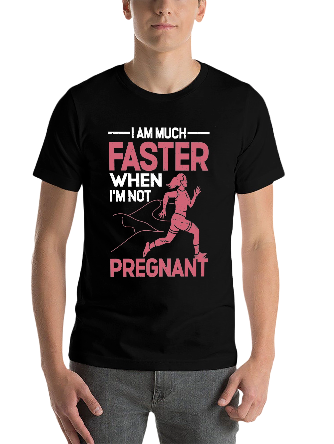 Black Funny Pregnancy Running T-Shirt view 7