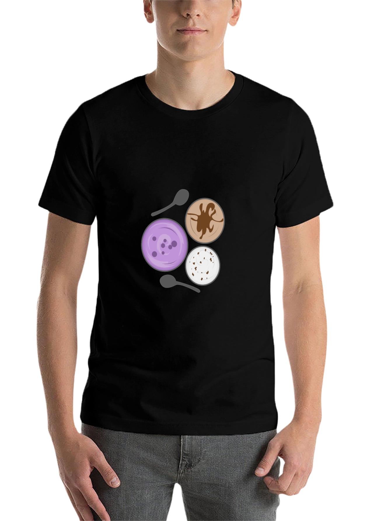 Black Dessert Lover T-Shirt - Unique Ice Cream Design view 7