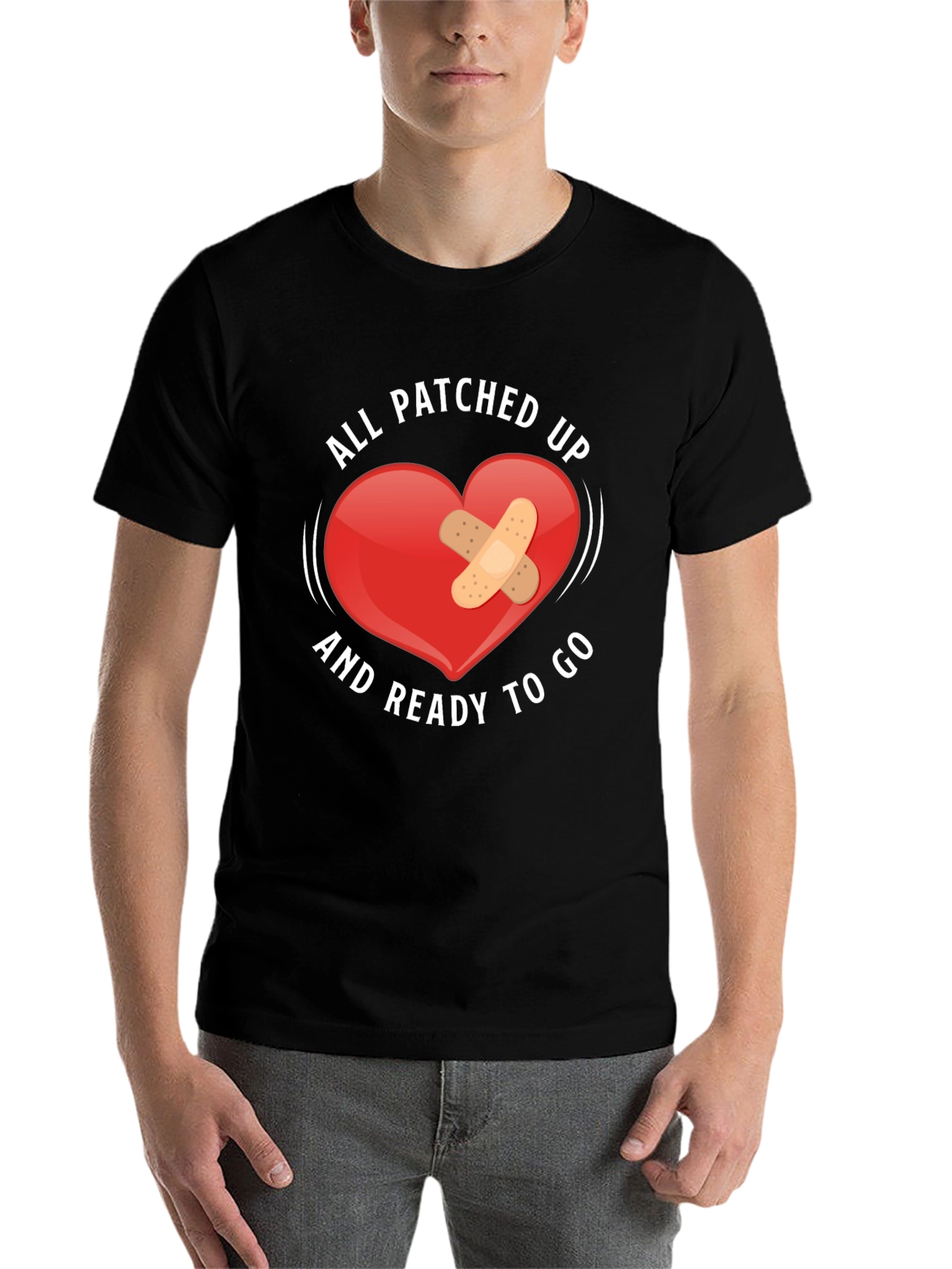 Black Patched Up Heart Graphic T-Shirt view 7