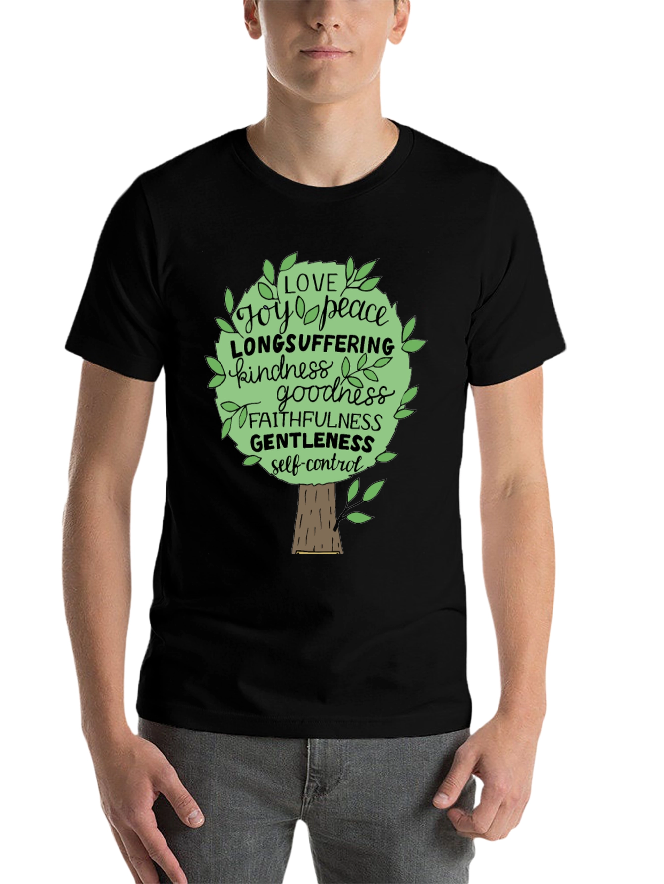 Black Fruit of the Spirit Tree T-Shirt Christian Gift view 7
