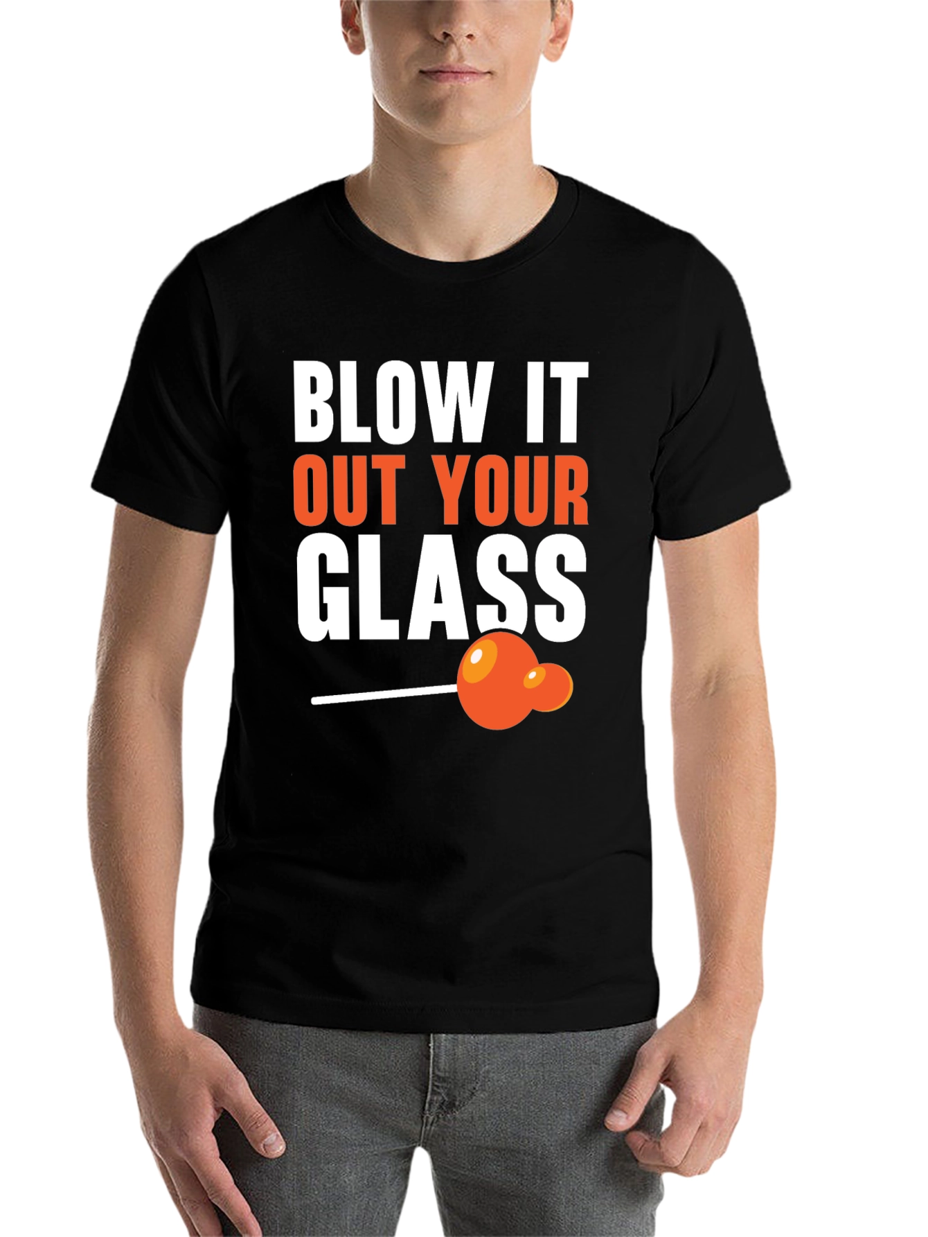 Black Blow It Out Your Glass Funny T-Shirt view 7