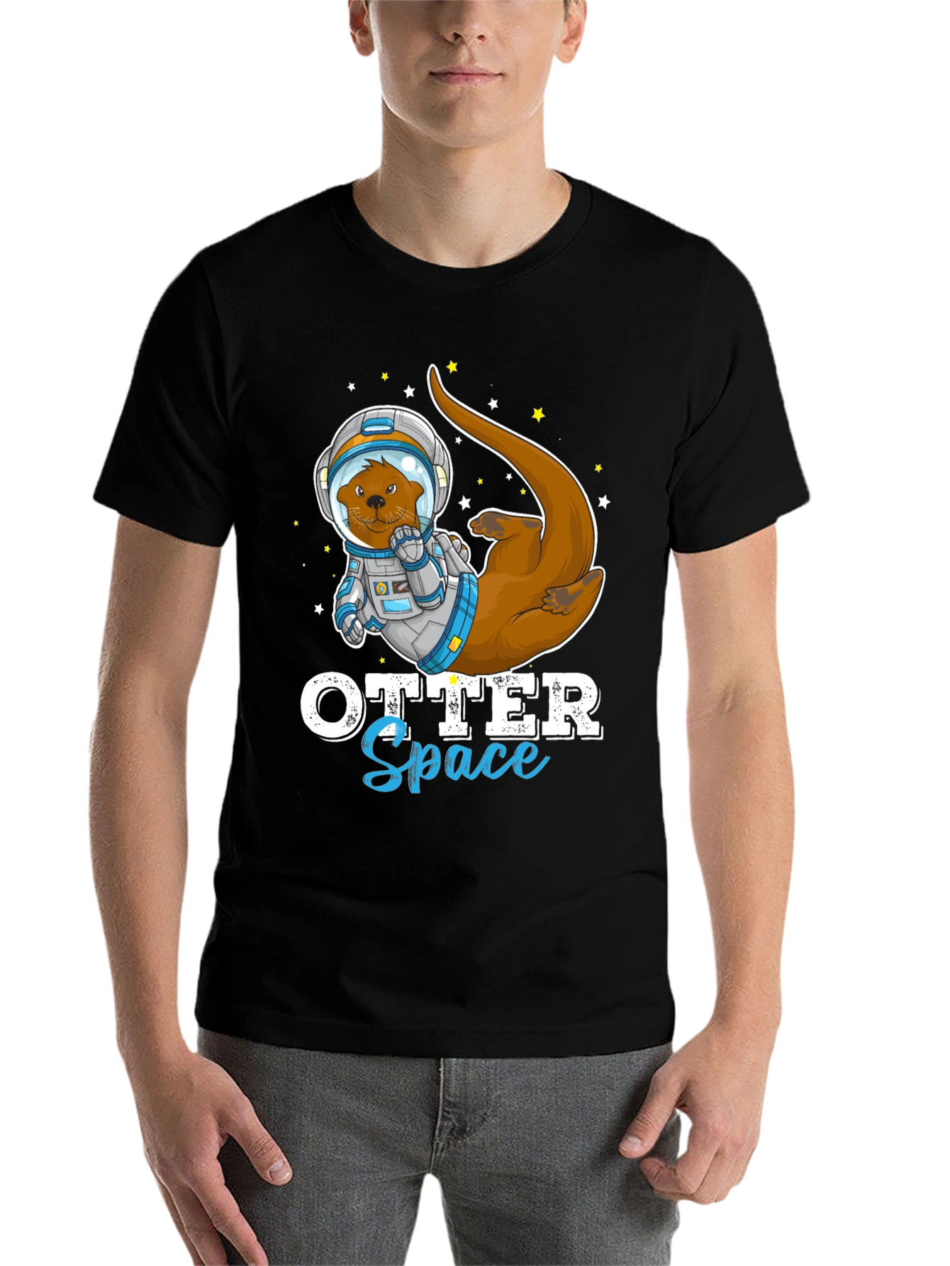 Black Otter Space T-Shirt - Funny Astronaut Animal Tee view 7