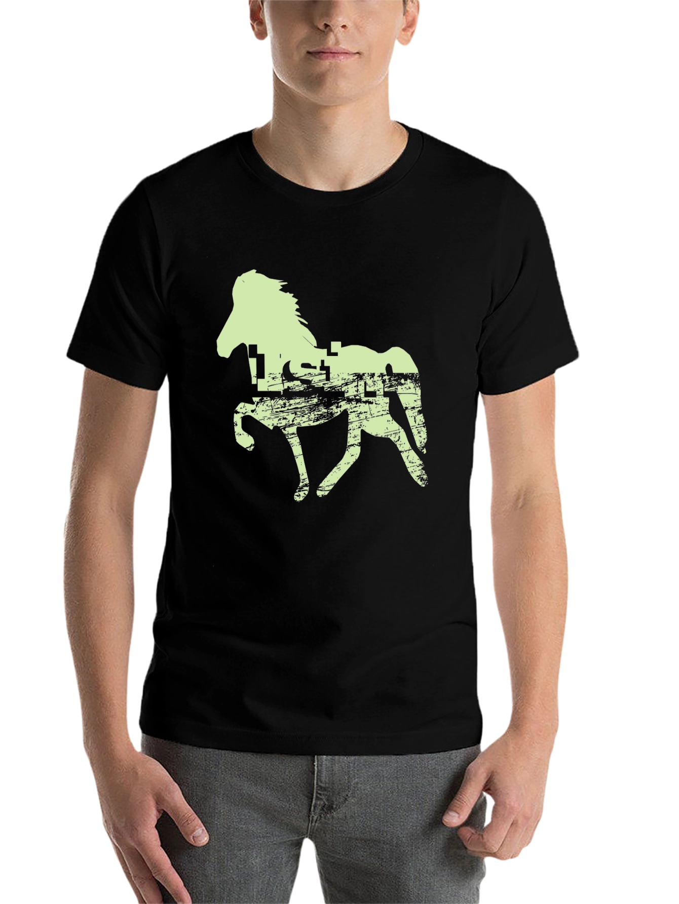 Black Horse Graphic Tee - Black Cotton T-Shirt view 7