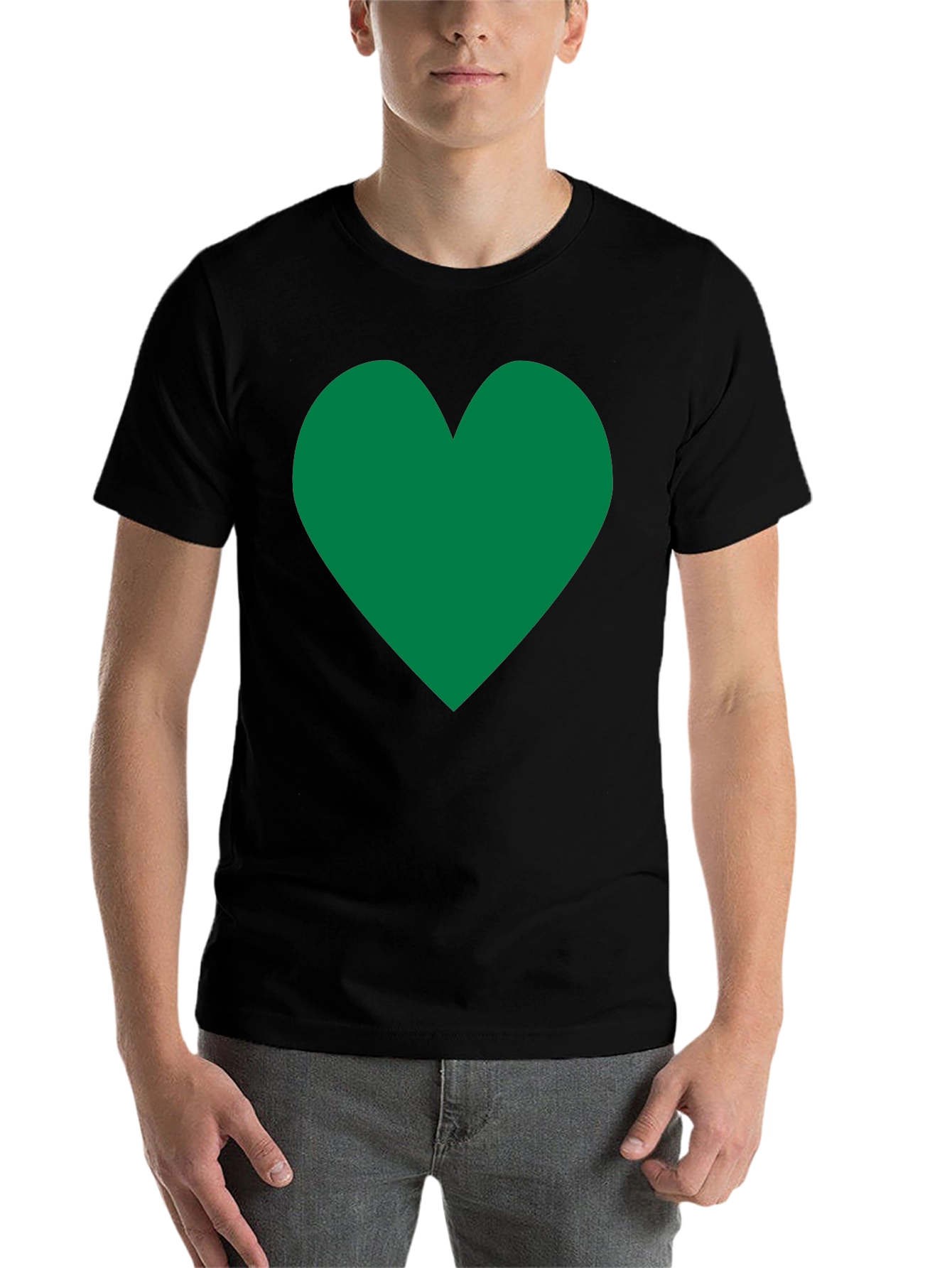 Black Green Heart Graphic Black T-Shirt view 7