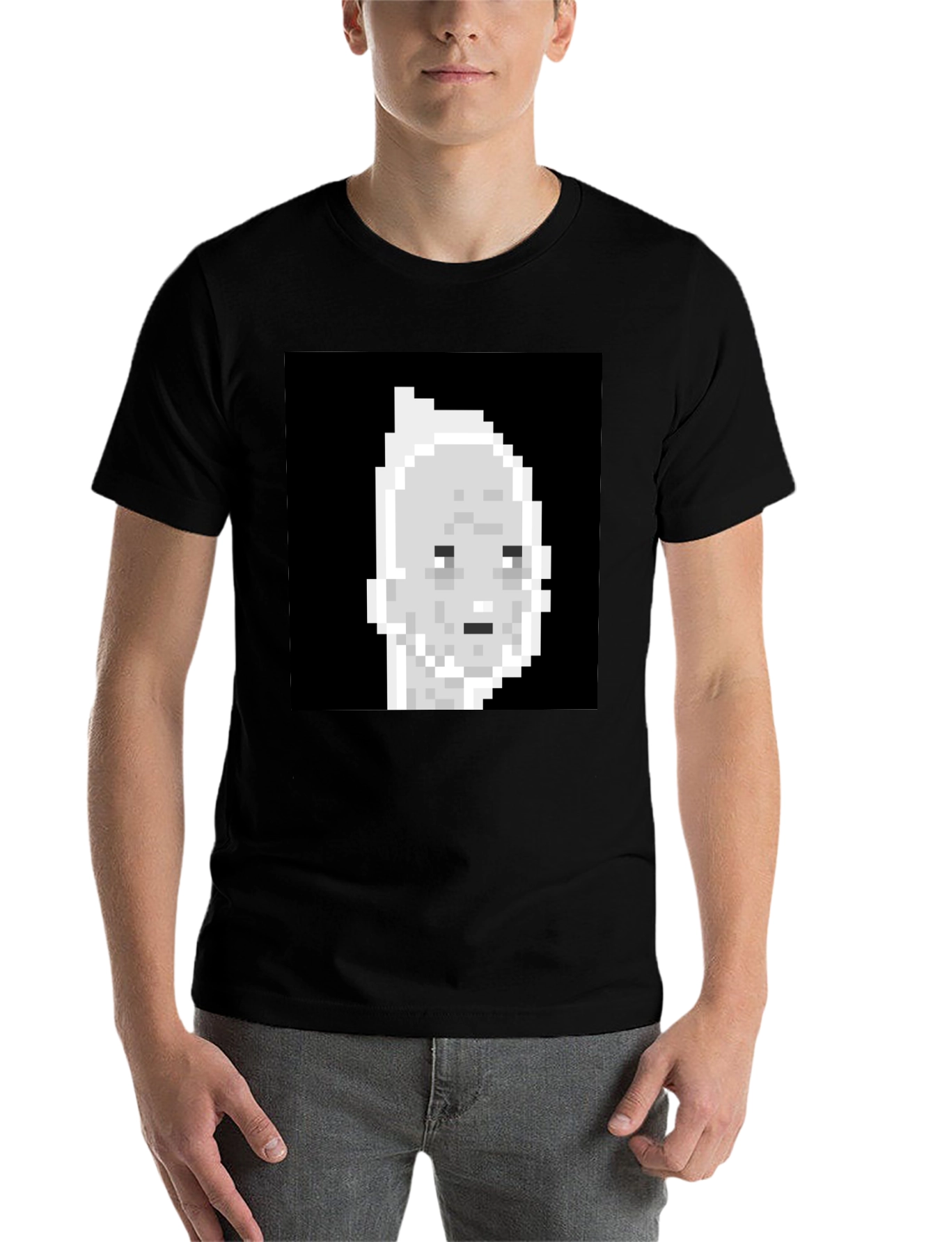 Black Pixel Art T-Shirt - Retro Style Tee view 7