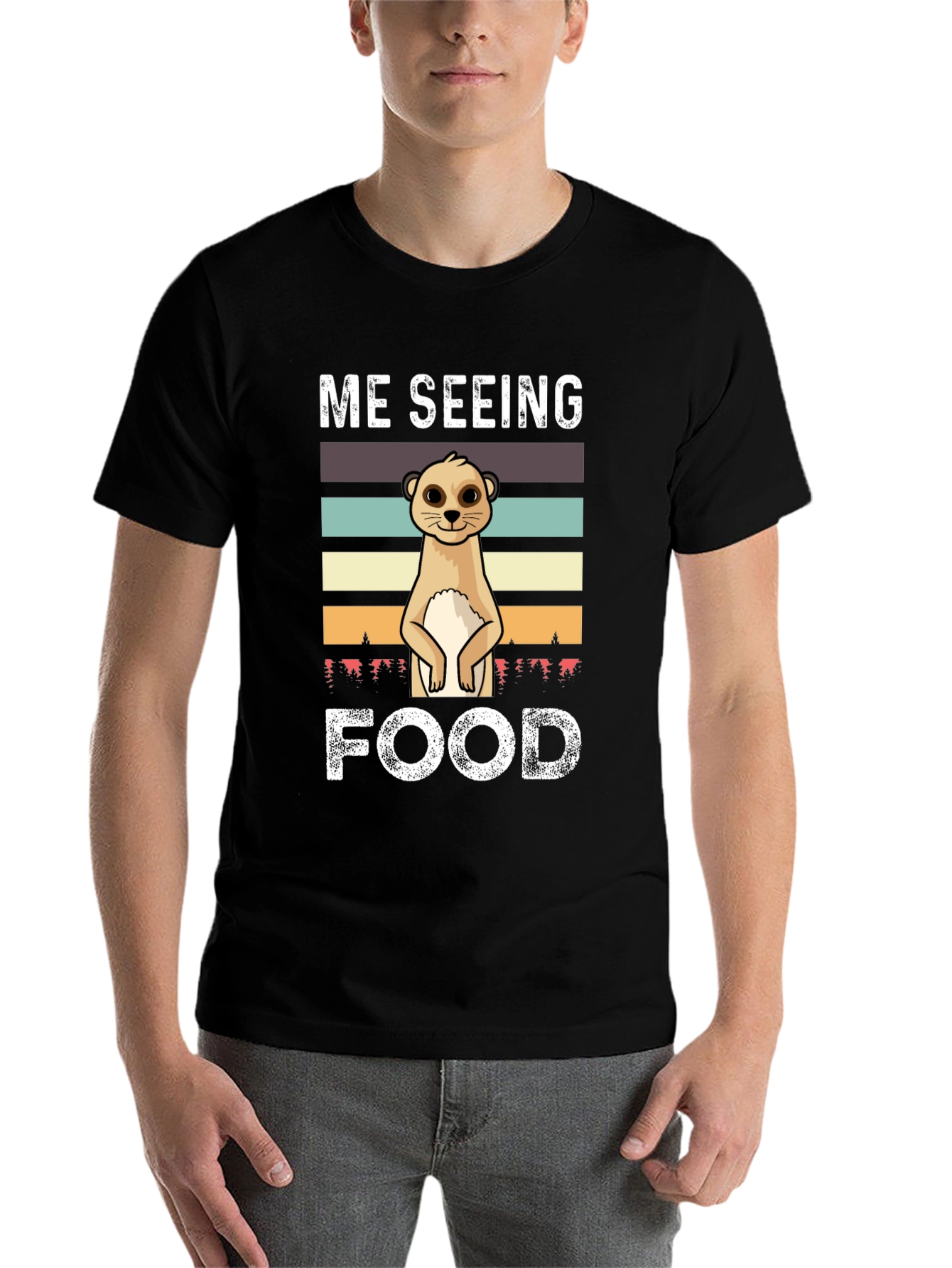 Black Me Seeing Food Meerkat Graphic Tee view 7