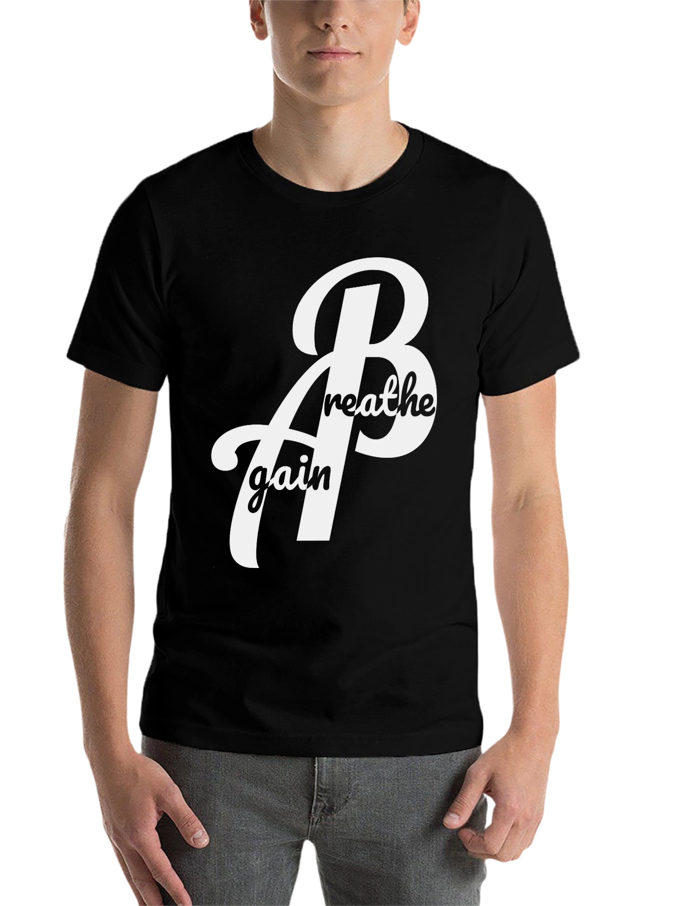 Black Breathe Again Black Graphic Tee Shirt view 7