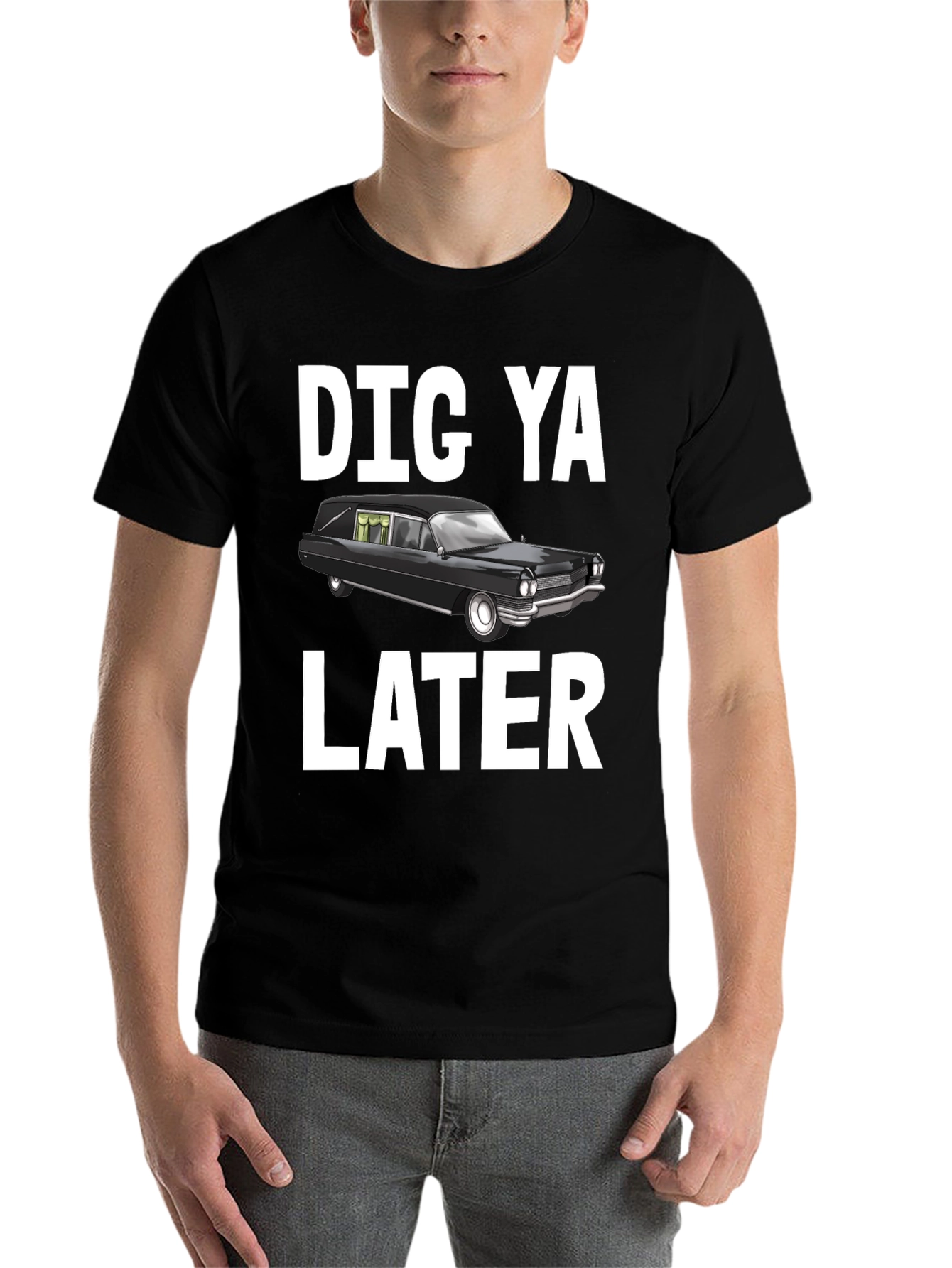 Black Dig Ya Later Hearse T-Shirt view 7