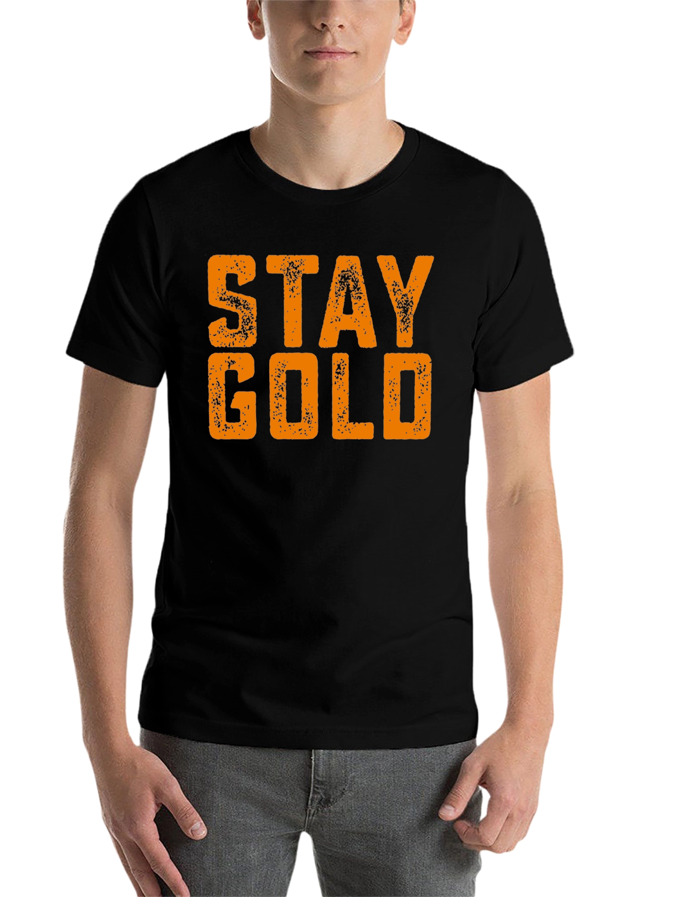 Black Stay Gold Black T-Shirt - Unique Graphic Tee view 7
