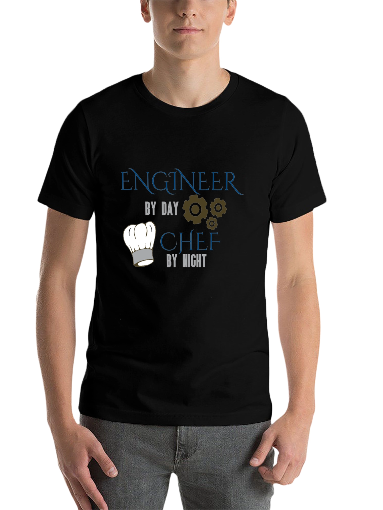 Black Engineer by Day, Chef by Night Black T-Shirt view 7