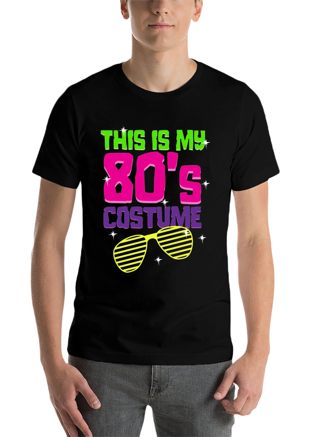 Black Retro 80s Costume T-Shirt view 7