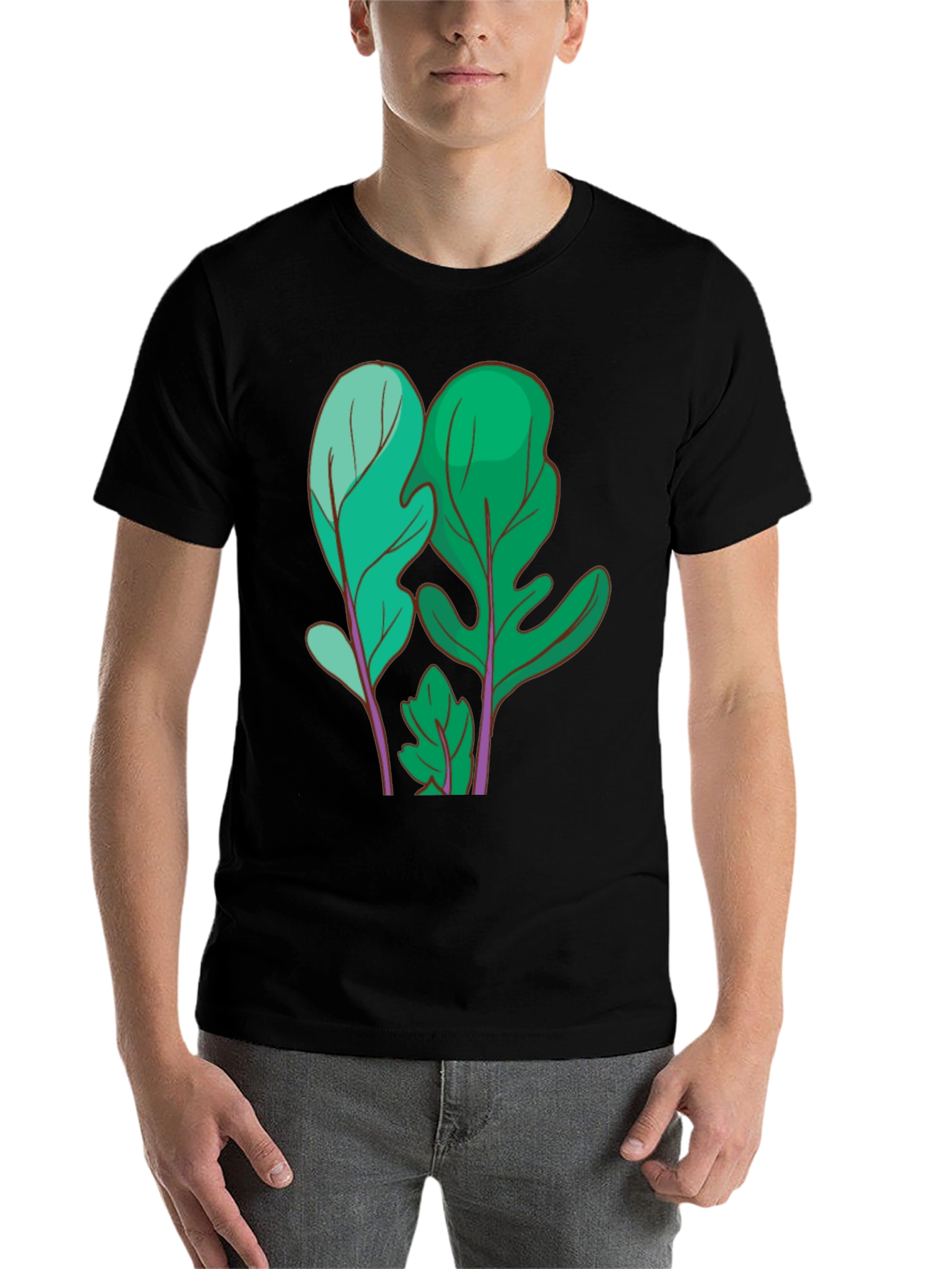 Black Leaf Print T-Shirt view 7