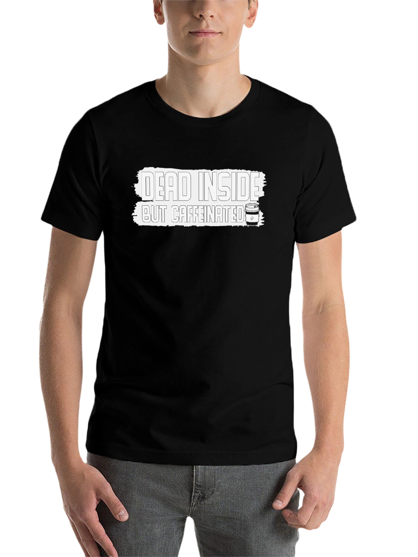 Black Dead Inside But Caffeinated T-Shirt - Funny Novelty Tee view 7
