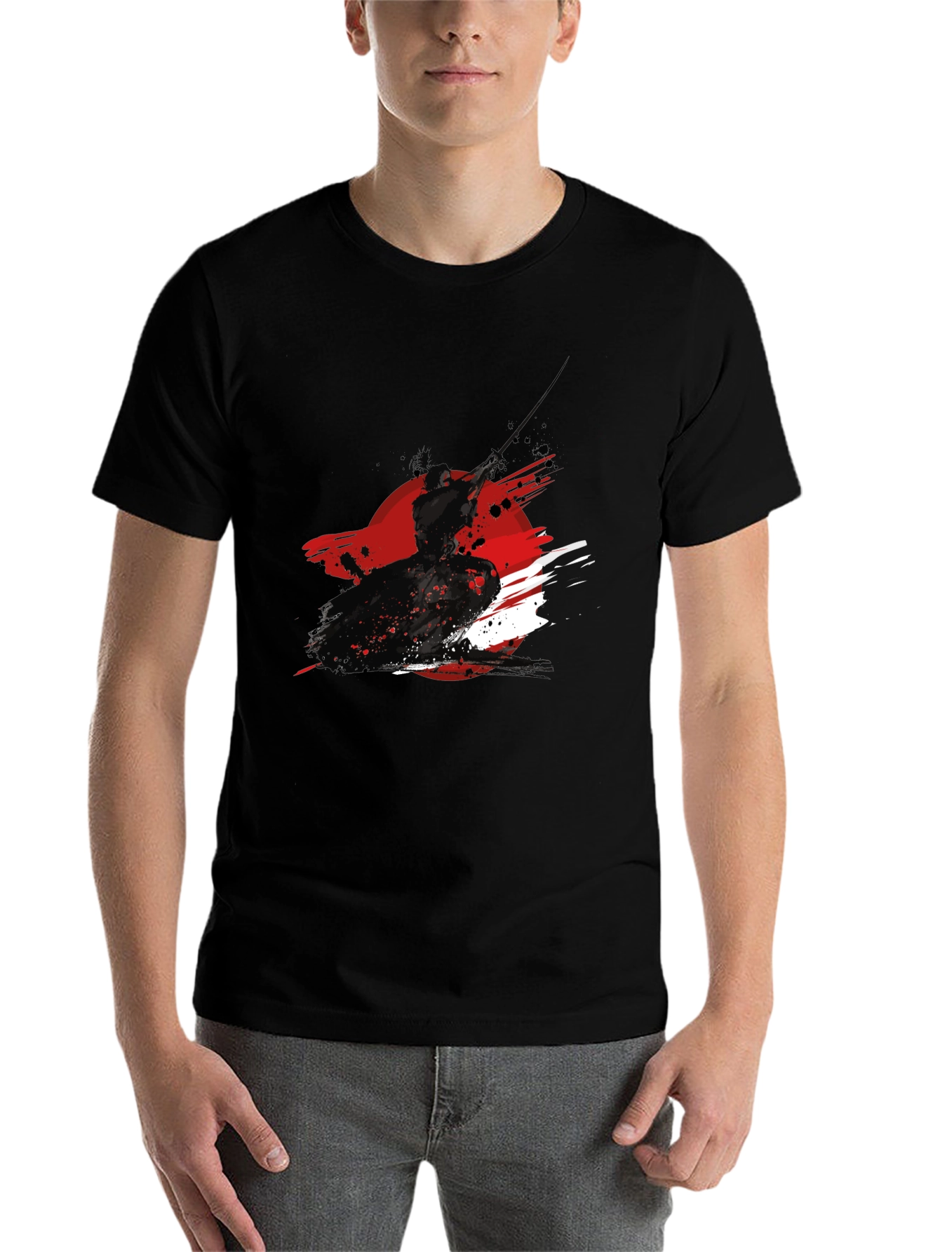 Black Samurai Ink Graphic Black T-Shirt view 7