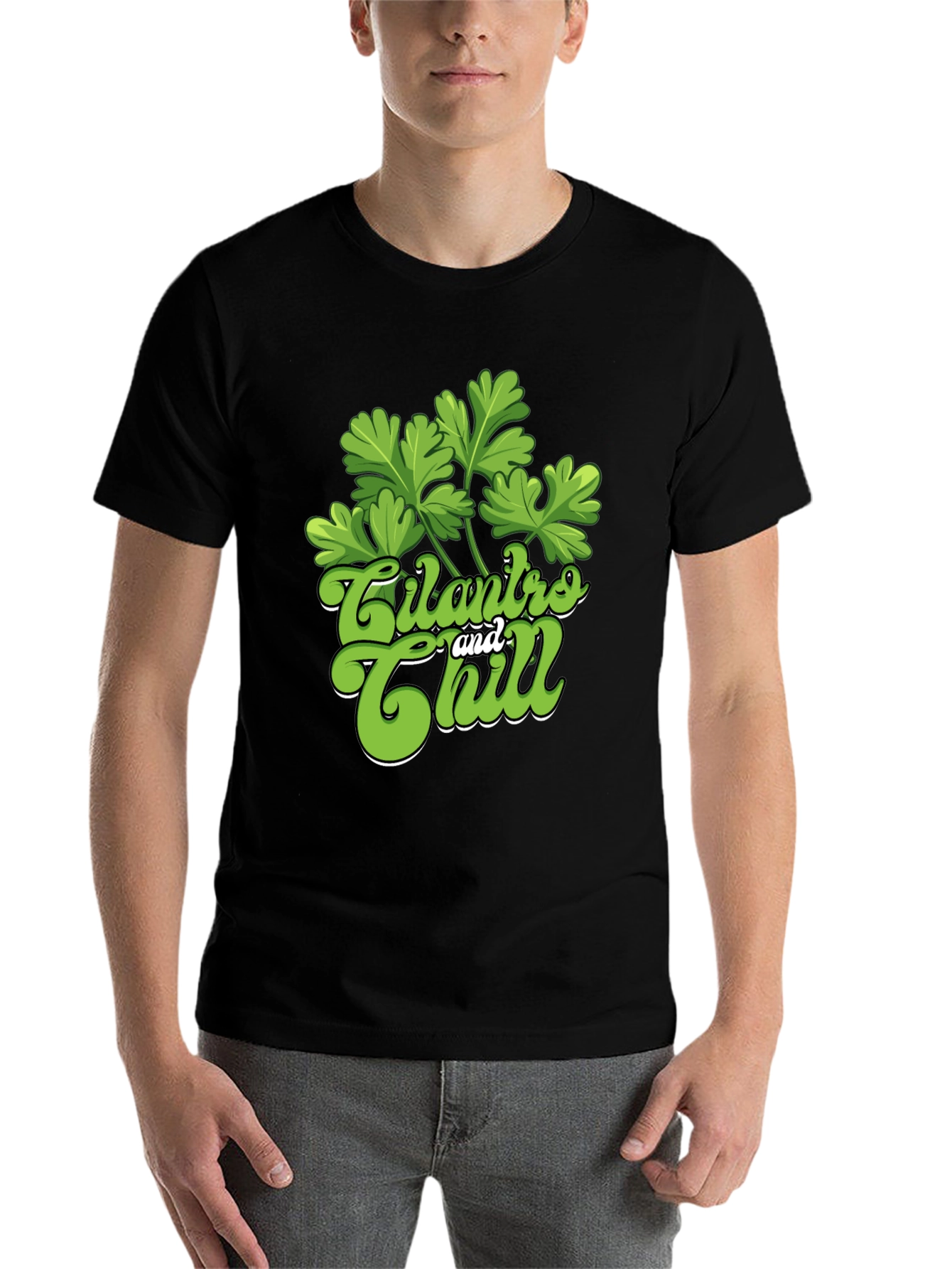 Black Cilantro and Chill Graphic T-Shirt, Black view 7