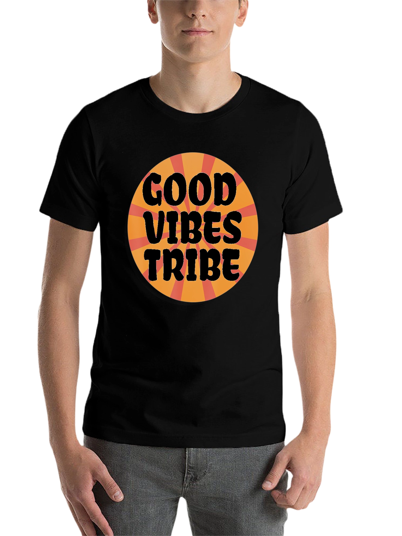 Black Good Vibes Tribe Graphic Tee - Black Cotton T-Shirt view 7