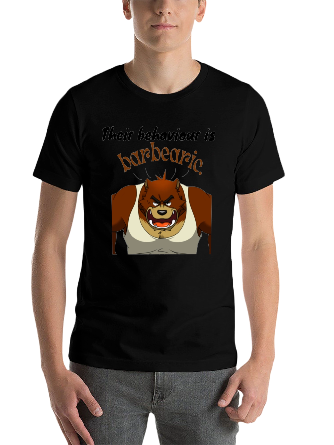 Black Barbearic Cartoon Bear T-Shirt view 7