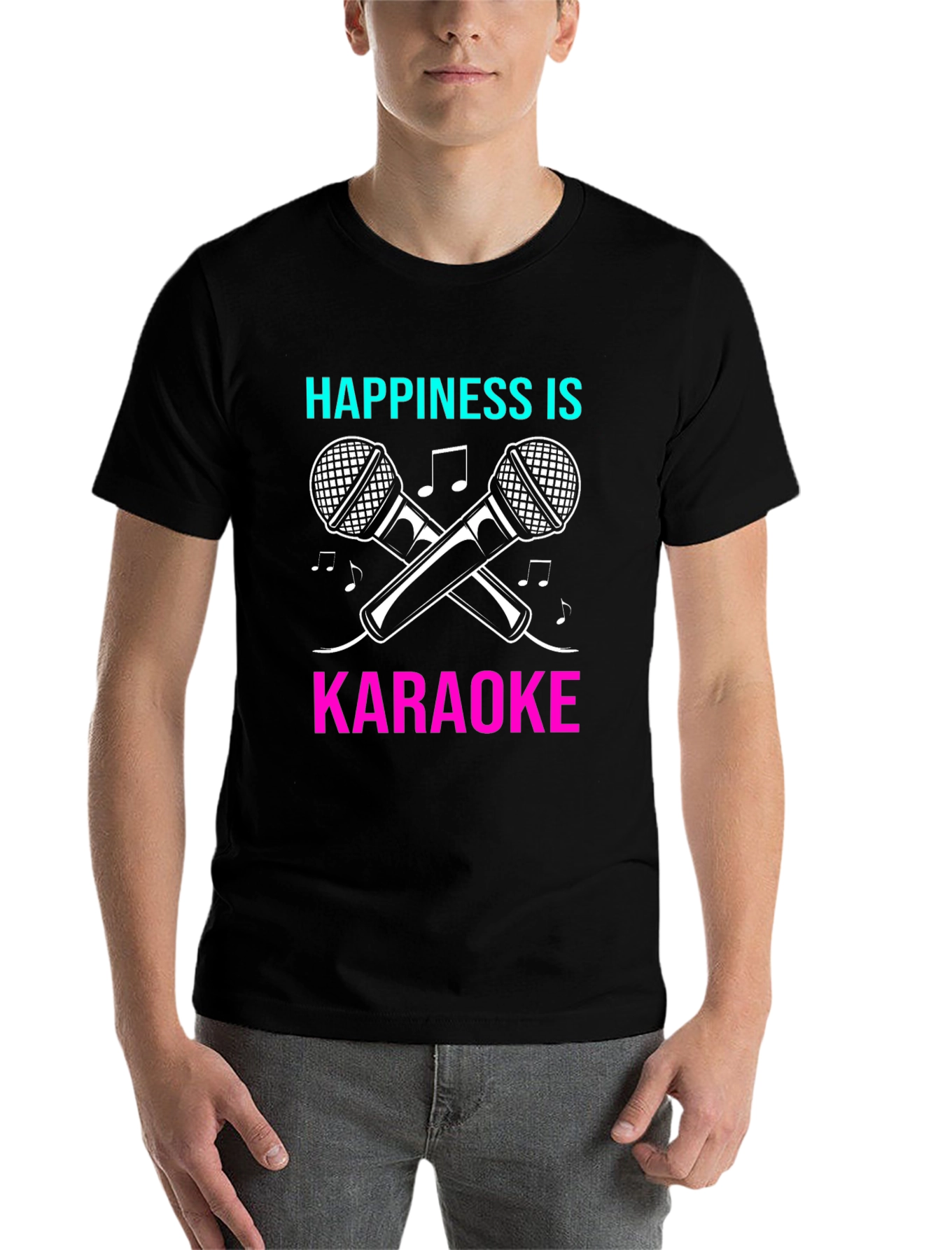 Black Happiness is Karaoke Graphic T-Shirt view 7