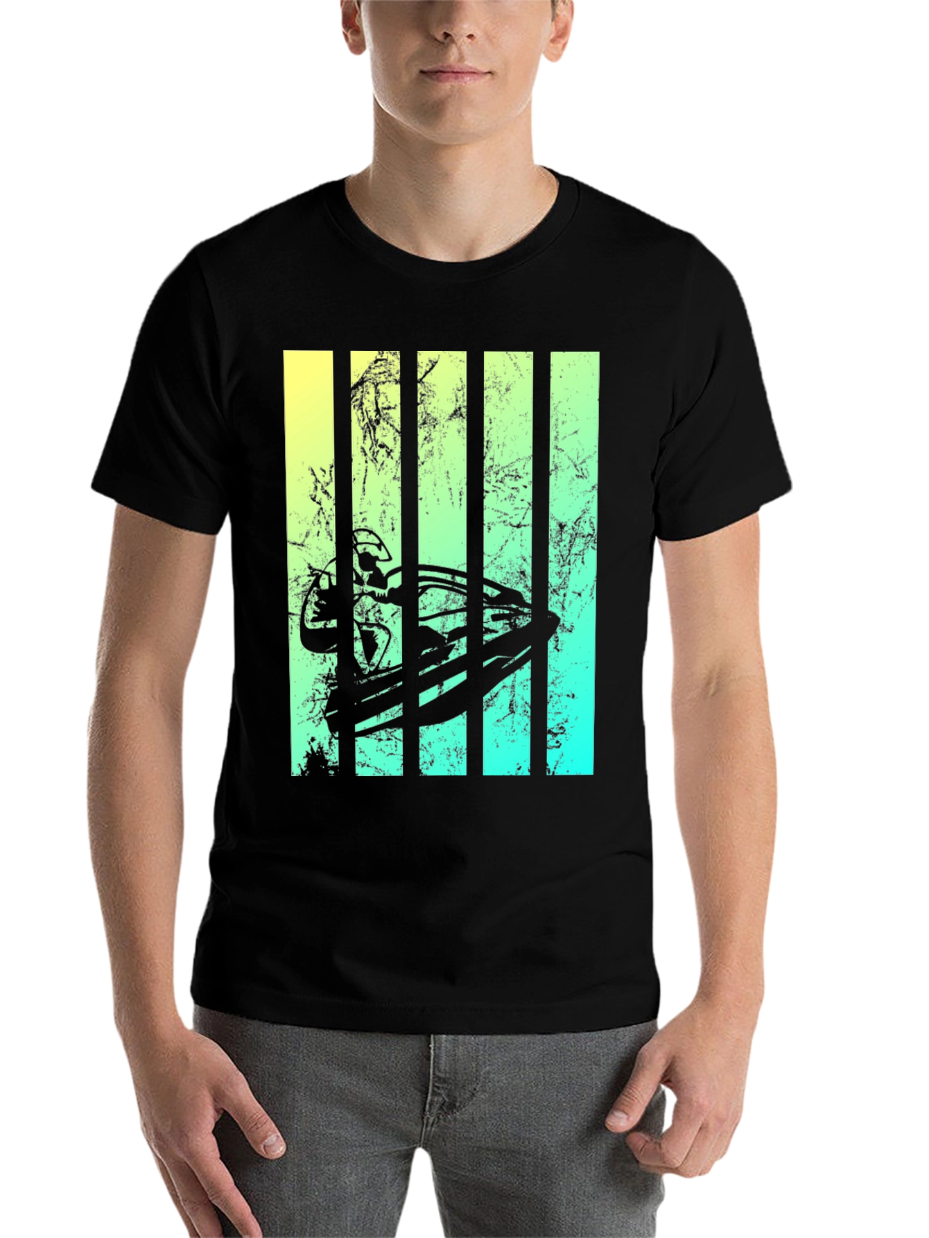 Black Modern Surfboard Graphic Tee view 7