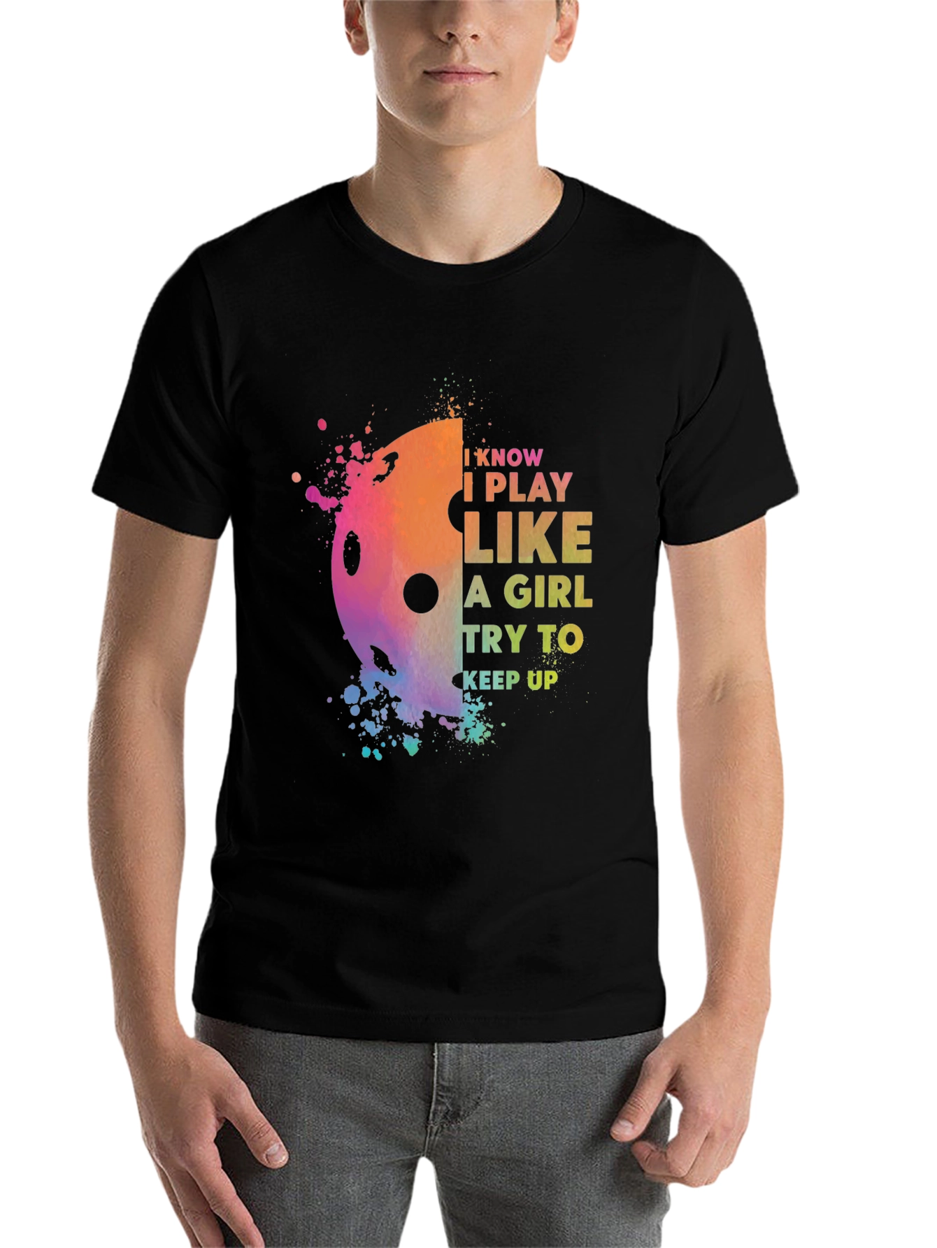 Black Pickleball I Play Like A Girl T-Shirt view 7