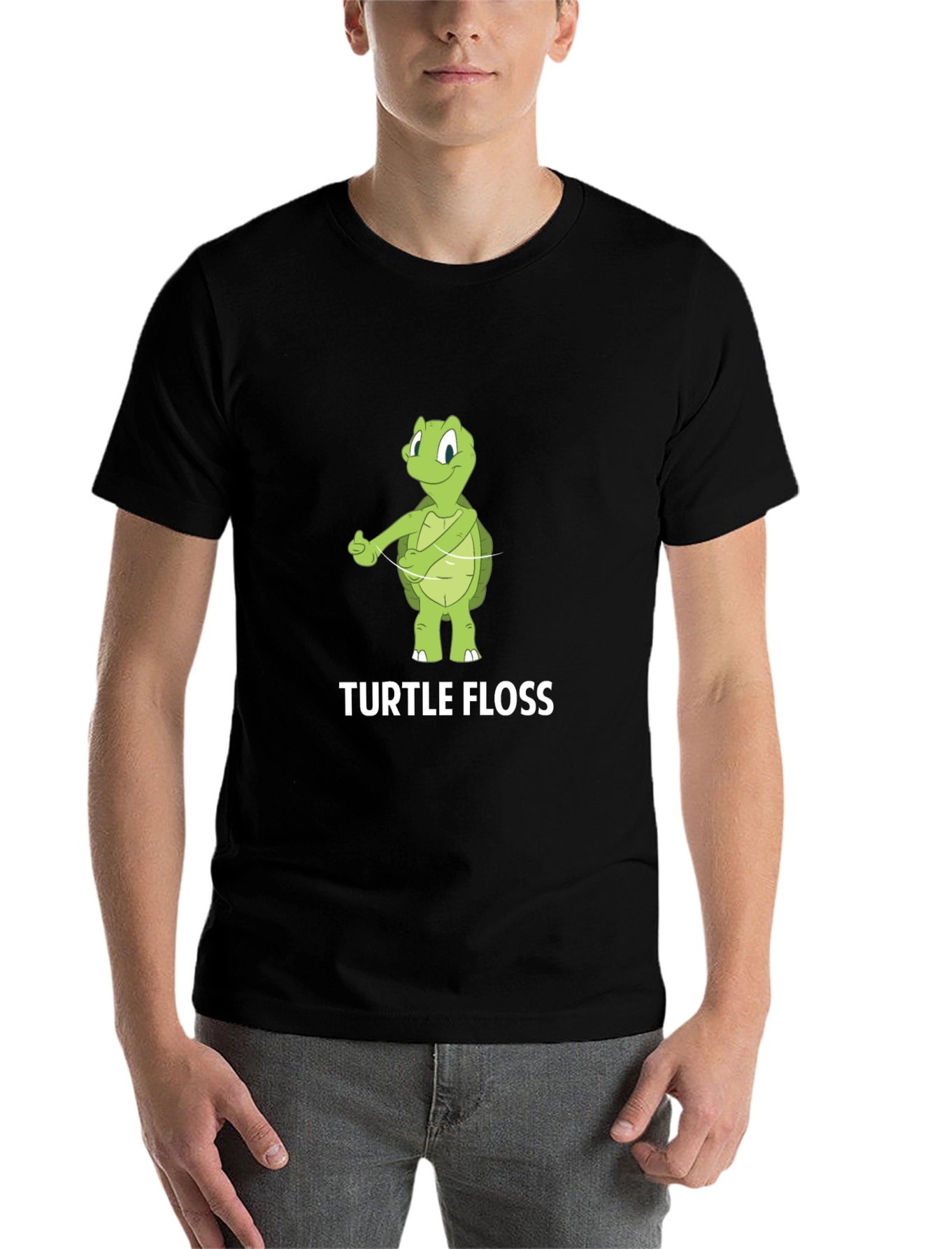 Black Turtle Floss T-Shirt - Funny Dental Hygiene Tee view 7