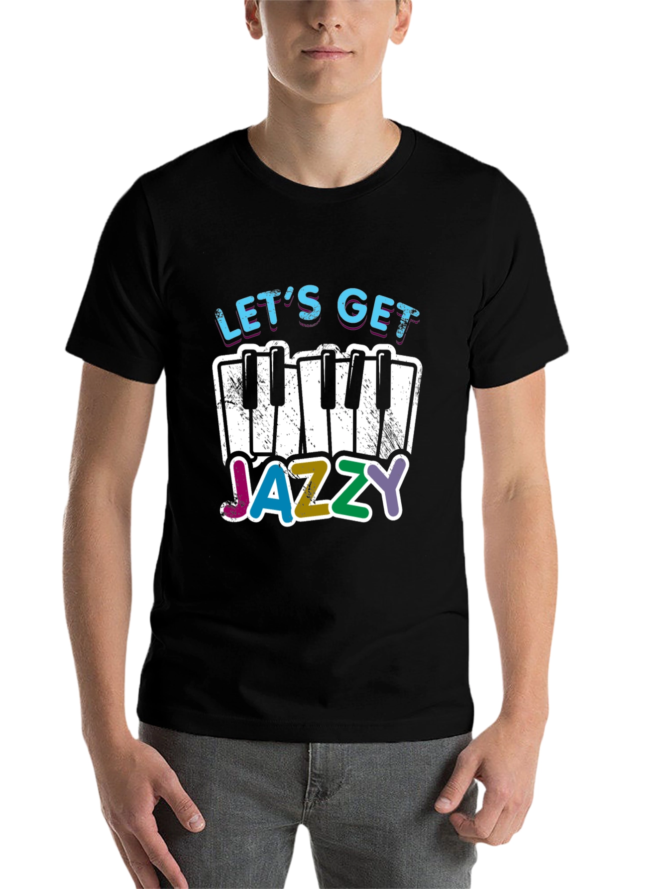 Black Let's Get Jazzy T-Shirt - Music Lover Tee view 7