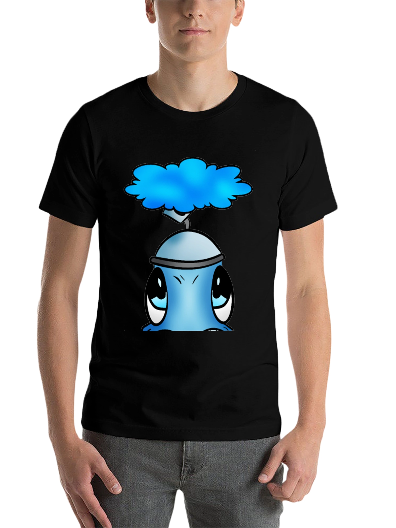Black Cute Blue Alien Graphic T-Shirt view 7